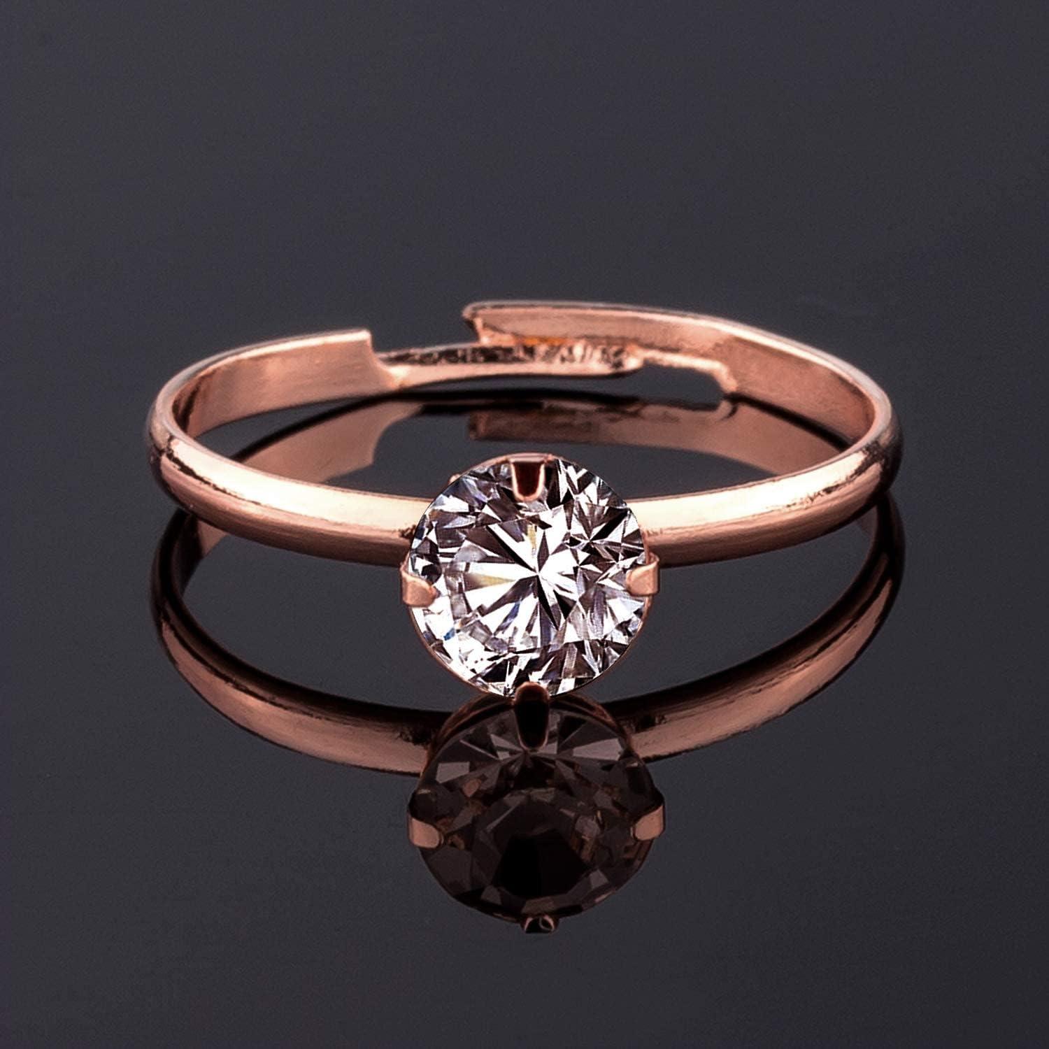 imageWhaline 72Pcs Diamond Rings Adjustable Engagement Rings Rose Gold Wedding Decorations for Wedding Table Decorations Bridal Shower Game and Party FavorsRose Gold