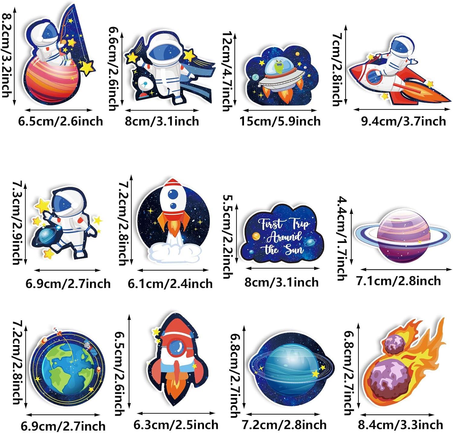 imageWhaline 72Pcs Preppy Cupcake Topper 12 Designs Pink Face Star Lightning Lips Cupcake Picks Preppy Boho Y2k Food Picks with Sticks Glue Point for Girl Birthday Bachelorette Party Supplies Cake DecorOuter Space Theme