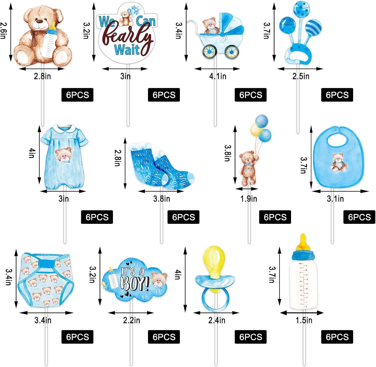 imageWhaline 72Pcs Preppy Cupcake Topper 12 Designs Pink Face Star Lightning Lips Cupcake Picks Preppy Boho Y2k Food Picks with Sticks Glue Point for Girl Birthday Bachelorette Party Supplies Cake DecorBaby Bear