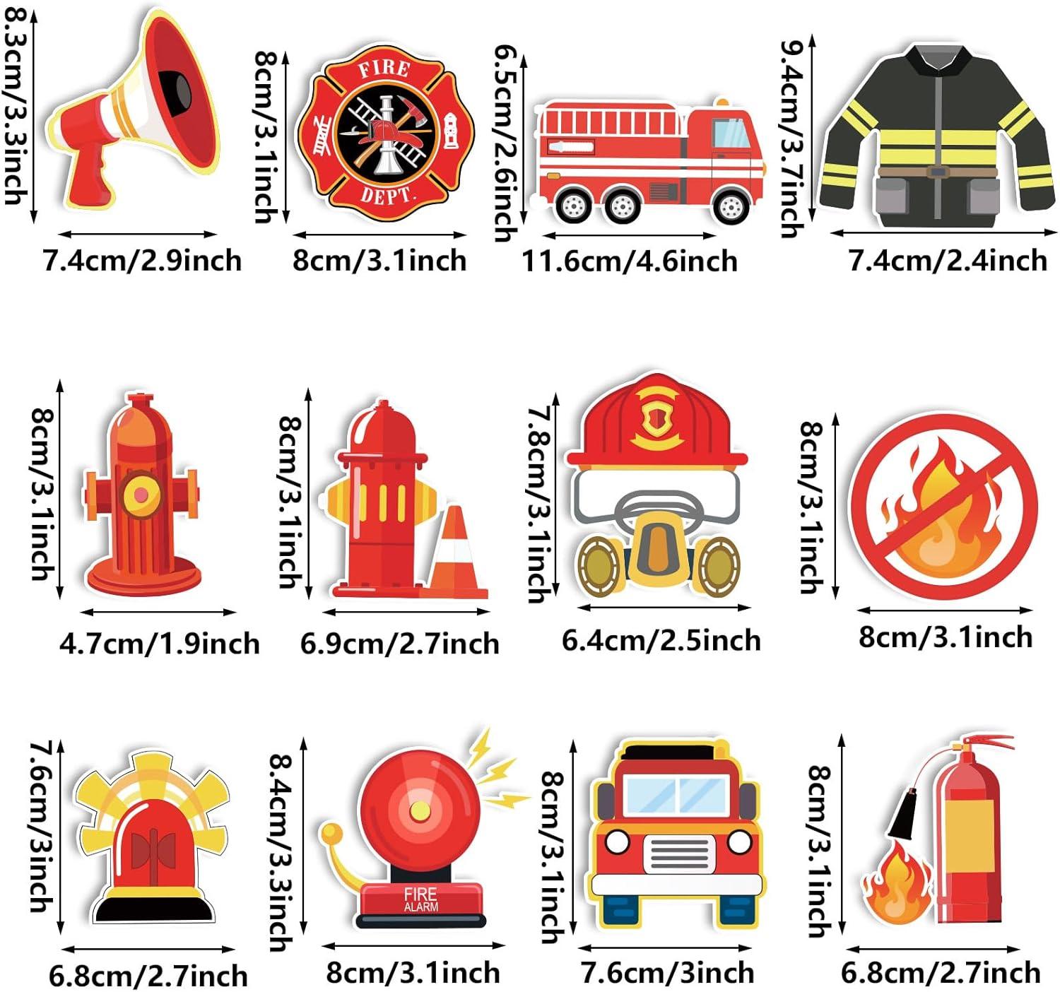 imageWhaline 72Pcs Preppy Cupcake Topper 12 Designs Pink Face Star Lightning Lips Cupcake Picks Preppy Boho Y2k Food Picks with Sticks Glue Point for Girl Birthday Bachelorette Party Supplies Cake DecorFireman Theme