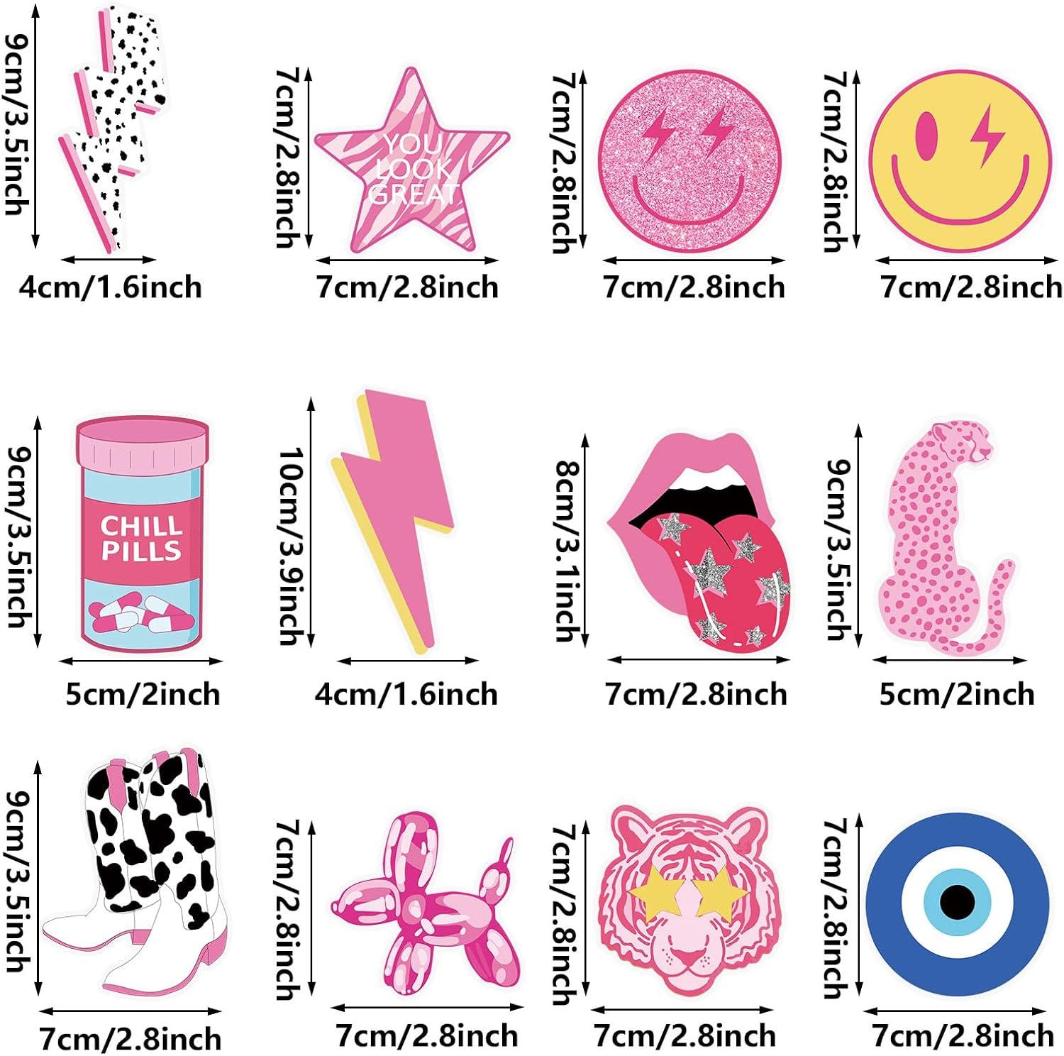 imageWhaline 72Pcs Preppy Cupcake Topper 12 Designs Pink Face Star Lightning Lips Cupcake Picks Preppy Boho Y2k Food Picks with Sticks Glue Point for Girl Birthday Bachelorette Party Supplies Cake DecorPreppy Theme