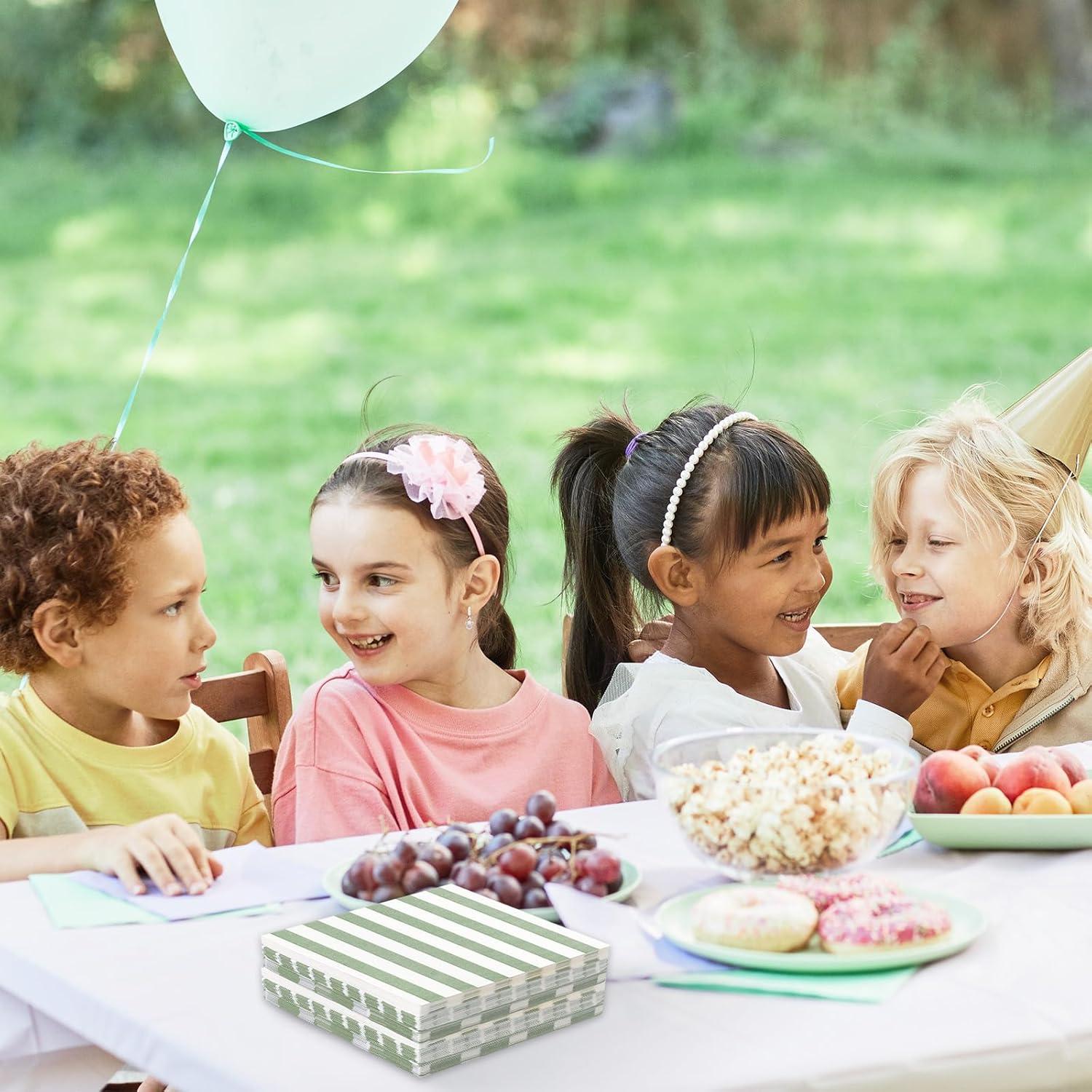 imageWhaline 75Pcs Halloween Paper Napkin 65 Inch Orange Black Stripe Wave Polka Dot Luncheon Napkins Geometric Disposable Dinner Napkins for Halloween Party Supplies Tabletop Kitchen DecorSage Green