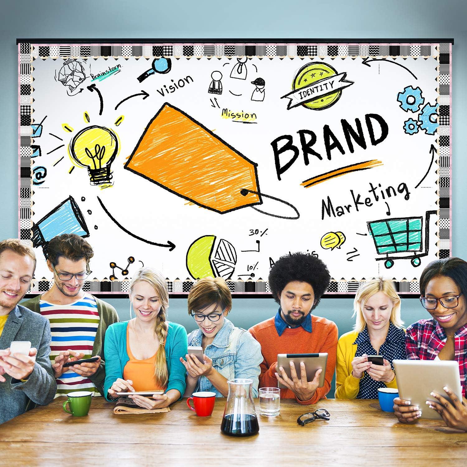 imageWhaline 80FT Black White Bulletin Border Sticker 70 Sheet Pencil Border Trim Back to School Decoration for Teacher Student Classroom School Blackboard Chalkboard Whiteboard 2 DesignsBlack White