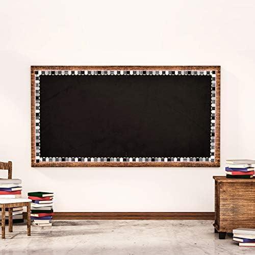 imageWhaline 80FT Black White Bulletin Border Sticker 70 Sheet Pencil Border Trim Back to School Decoration for Teacher Student Classroom School Blackboard Chalkboard Whiteboard 2 DesignsBlack White