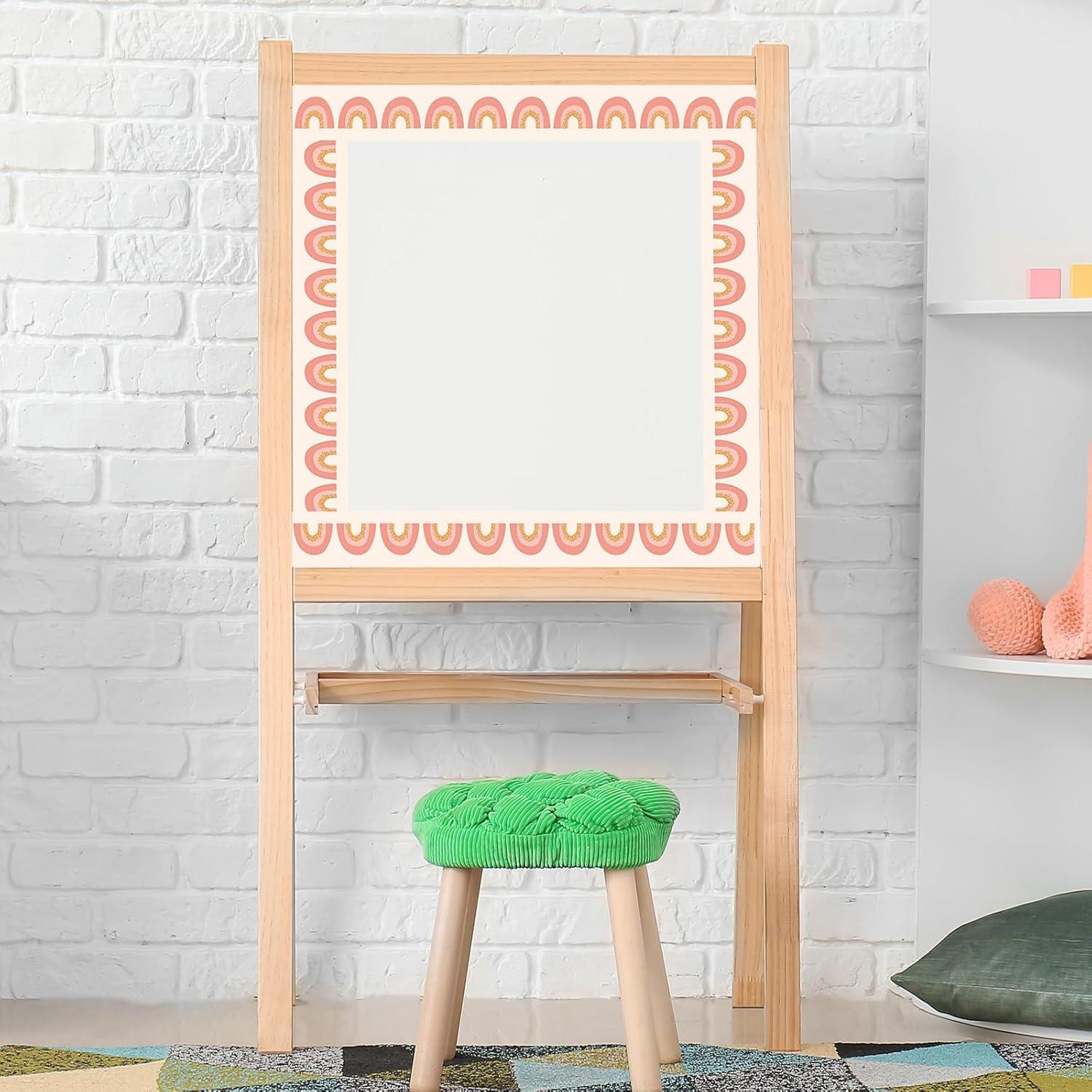 imageWhaline 82Ft Retro Groovy 70s Bulletin Board Borders Boho Flower Face Sun Rainbow Checkered Decoration Trim Border Pink Orange Boho Bulletin Board Stickers for School Classroom Office Party DecorChocolate Color