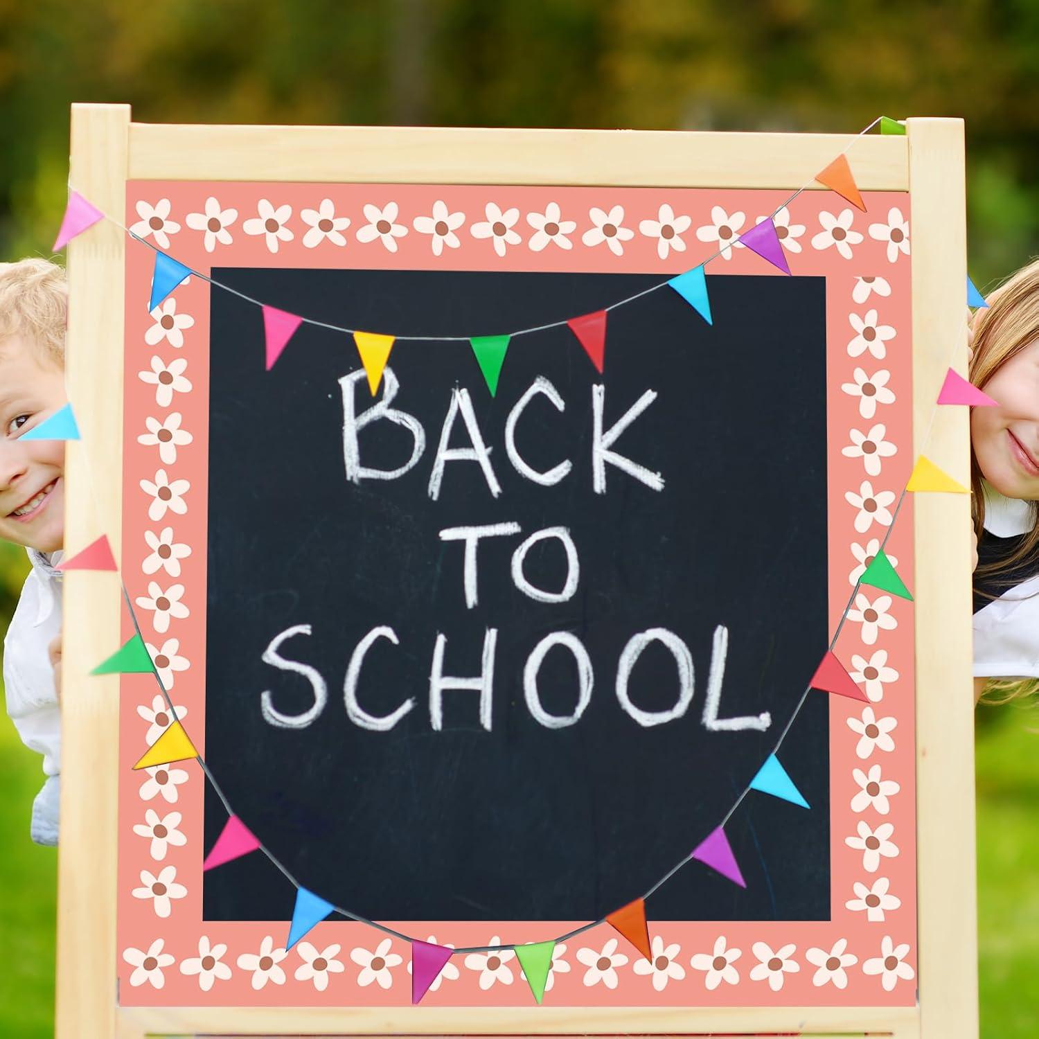 imageWhaline 82Ft Retro Groovy 70s Bulletin Board Borders Boho Flower Face Sun Rainbow Checkered Decoration Trim Border Pink Orange Boho Bulletin Board Stickers for School Classroom Office Party DecorChocolate Color