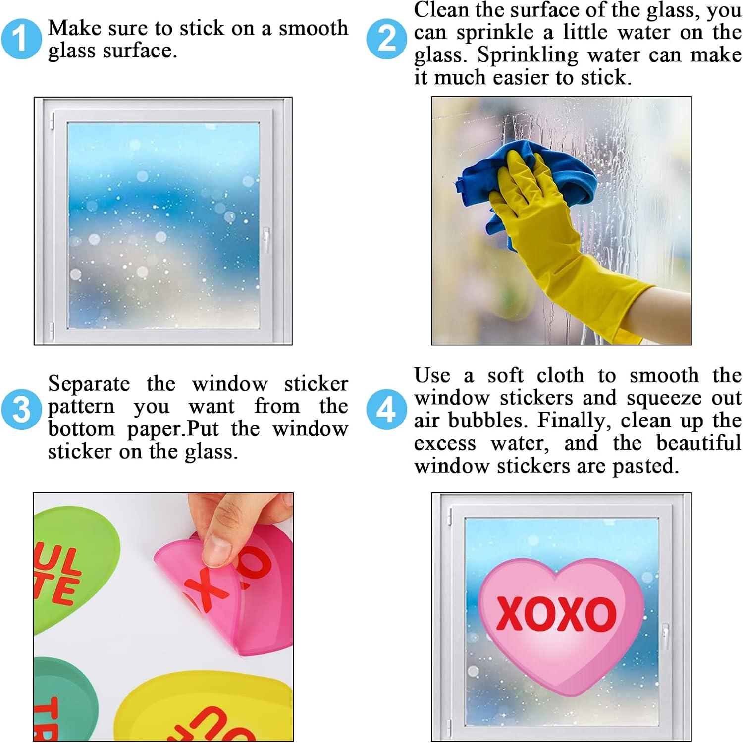 imageWhaline 9 Sheet Halloween Window Clings Cute Cartoon Ghost Pumpkin Skeleton Reusable Window Decals for Home Classroom Office Haunted Party DecorColorful Heart