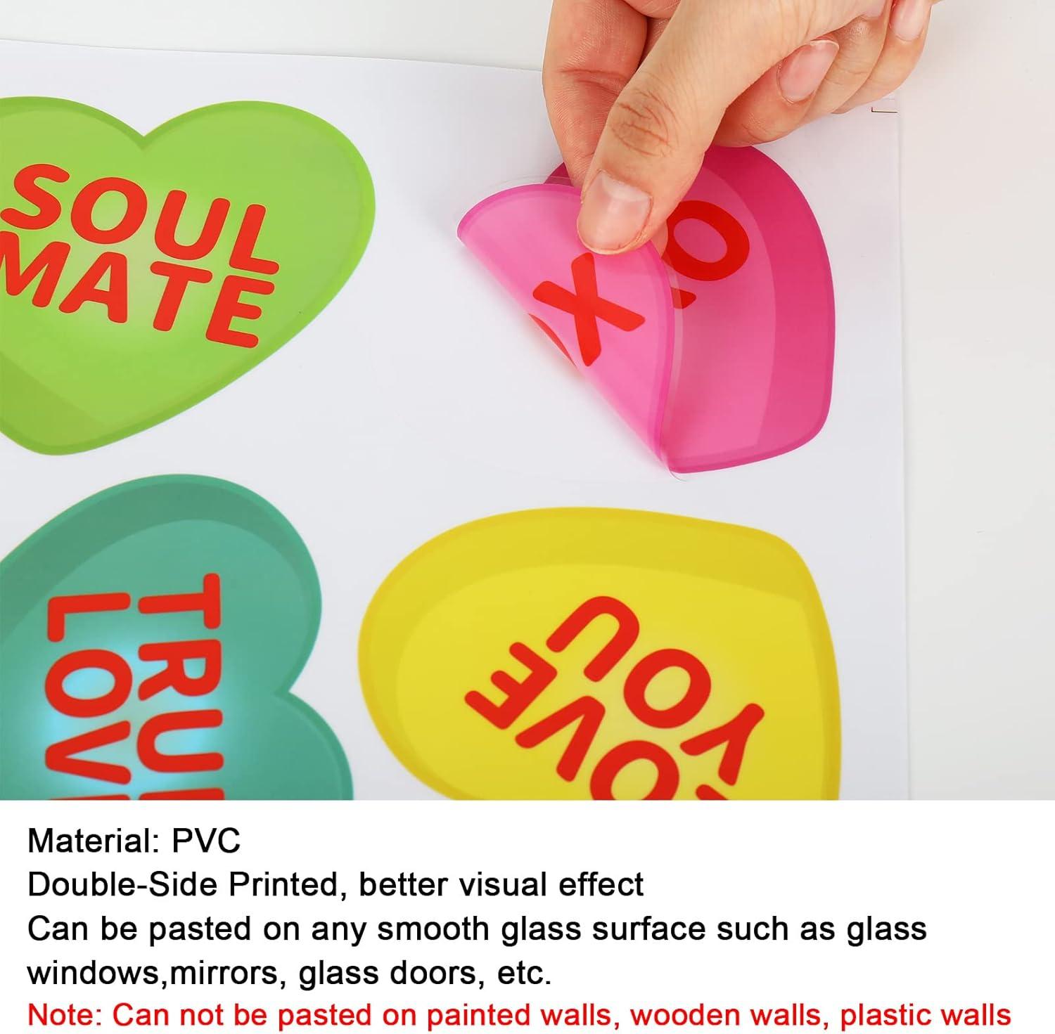 imageWhaline 9 Sheet Halloween Window Clings Cute Cartoon Ghost Pumpkin Skeleton Reusable Window Decals for Home Classroom Office Haunted Party DecorColorful Heart