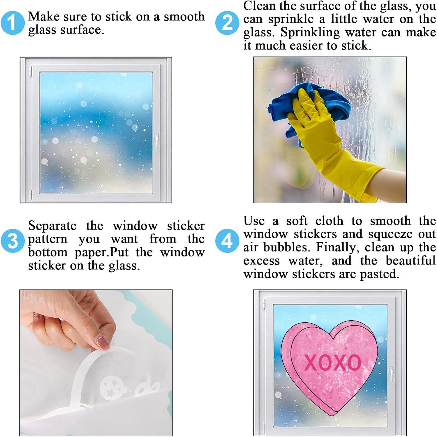 imageWhaline 9 Sheet Halloween Window Clings Cute Cartoon Ghost Pumpkin Skeleton Reusable Window Decals for Home Classroom Office Haunted Party DecorCute Heart