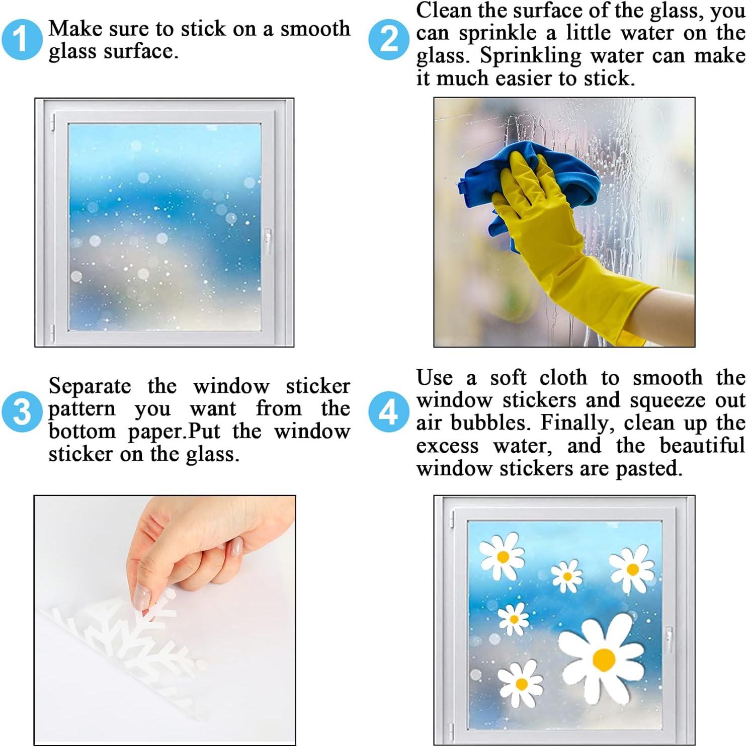 imageWhaline 9 Sheet Halloween Window Clings Cute Cartoon Ghost Pumpkin Skeleton Reusable Window Decals for Home Classroom Office Haunted Party DecorDaisy Flower