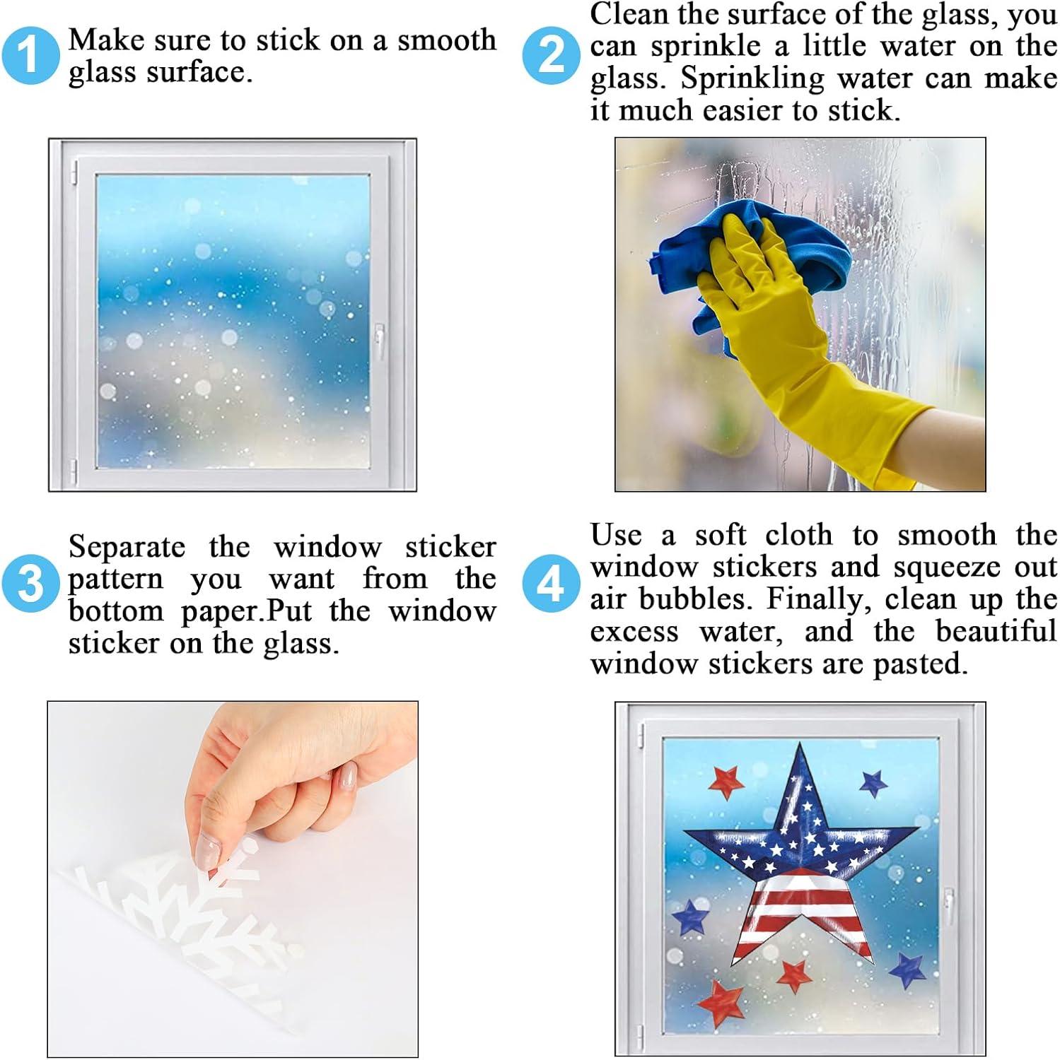 imageWhaline 9 Sheet Halloween Window Clings Cute Cartoon Ghost Pumpkin Skeleton Reusable Window Decals for Home Classroom Office Haunted Party DecorIndependence Day Theme