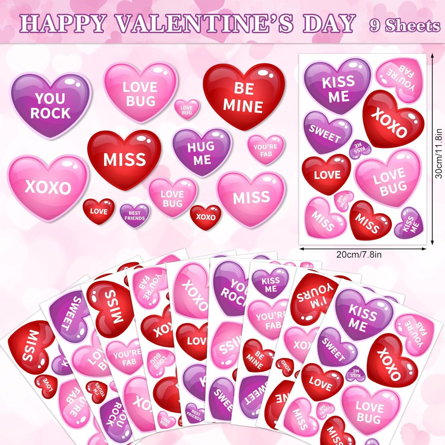 imageWhaline 9 Sheet Halloween Window Clings Cute Cartoon Ghost Pumpkin Skeleton Reusable Window Decals for Home Classroom Office Haunted Party DecorPink Purple Heart