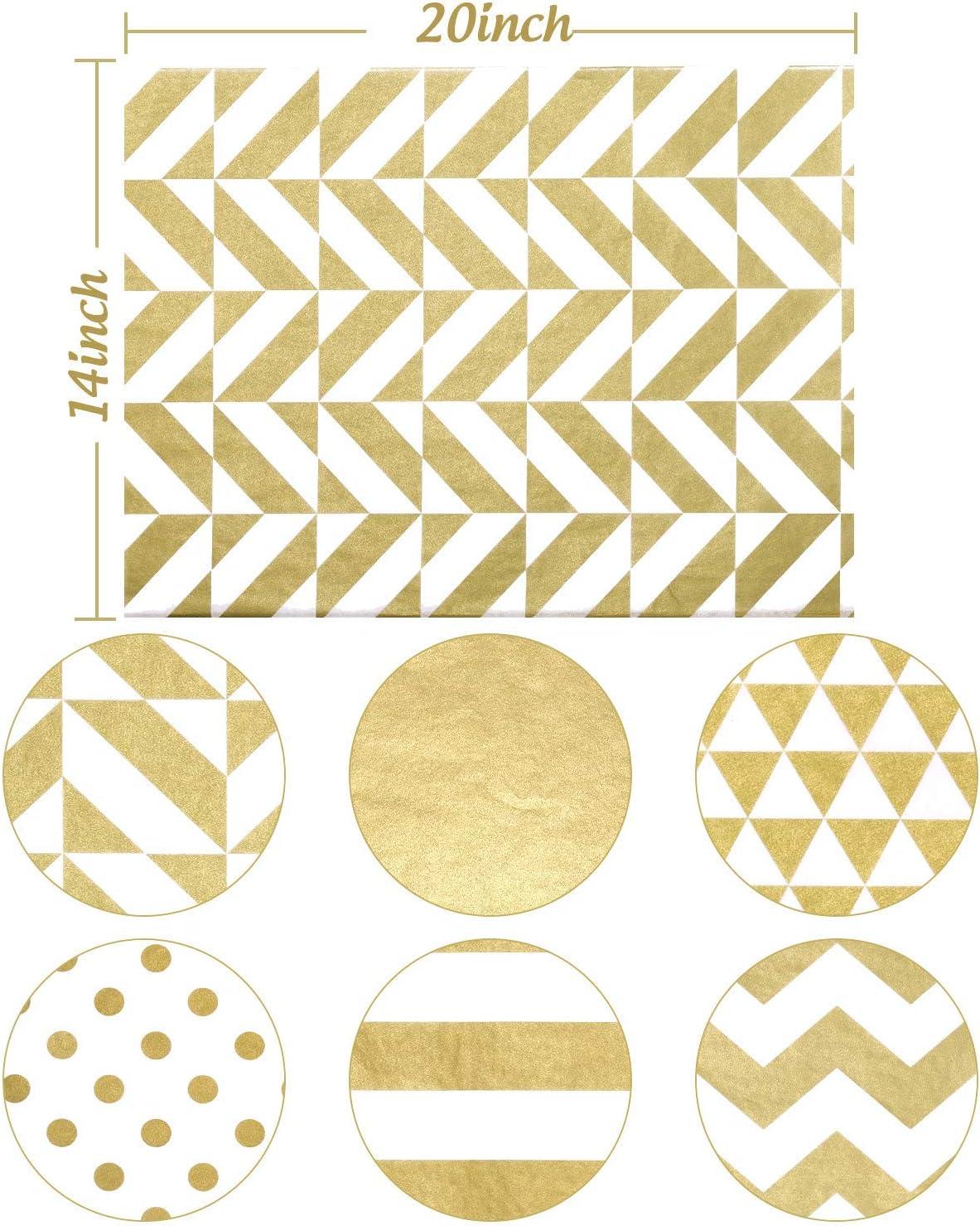 imageWhaline 90 Sheets Gold Tissue Paper Bulk Metallic Gift Wrapping Paper for Christmas New Year Birthday Party Arts Crafts DIY Weddings Bridal ShowersGold