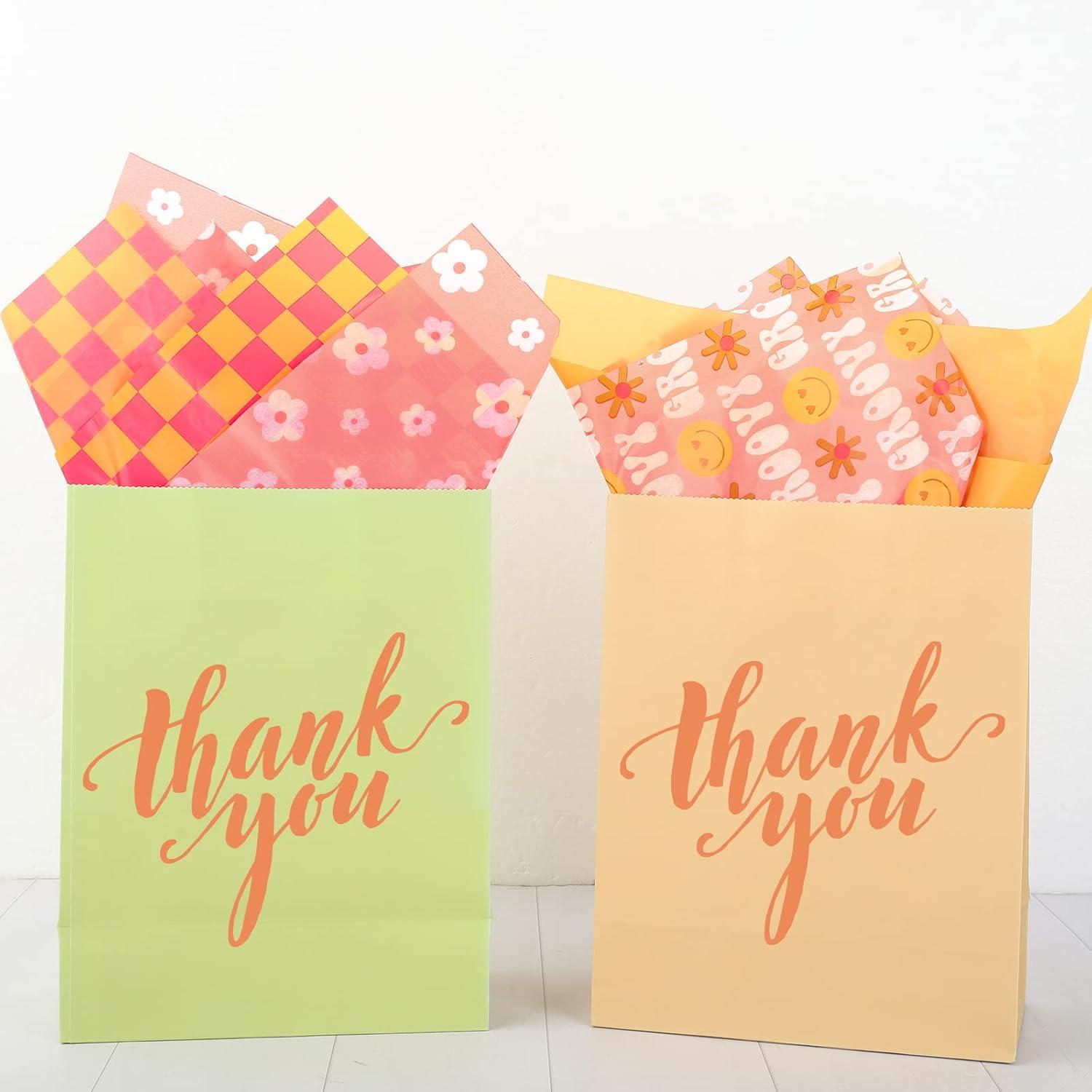 imageWhaline Boho Tissue Paper Funny Face Wrapping Paper Retro Boho Gift Wrapping Tissue Paper Hippie Boho Art Paper Crafts for Home DIY Gift Bags Party Favor Decor 90 Sheet 14 x 20 Inch