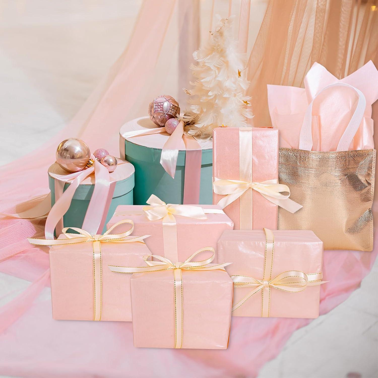 imageWhaline Champagne Pink Tissue Paper Bulk 100 Sheets Metallic Gift Wrapping Paper for Weddings Birthday Party Showers Arts Crafts DIY Christmas Valentines DayChampagne Pink