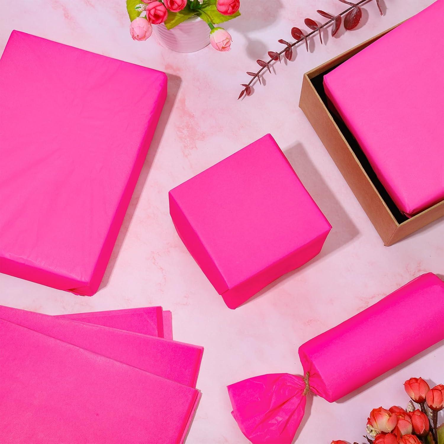 imageWhaline Champagne Pink Tissue Paper Bulk 100 Sheets Metallic Gift Wrapping Paper for Weddings Birthday Party Showers Arts Crafts DIY Christmas Valentines DayHot Pink