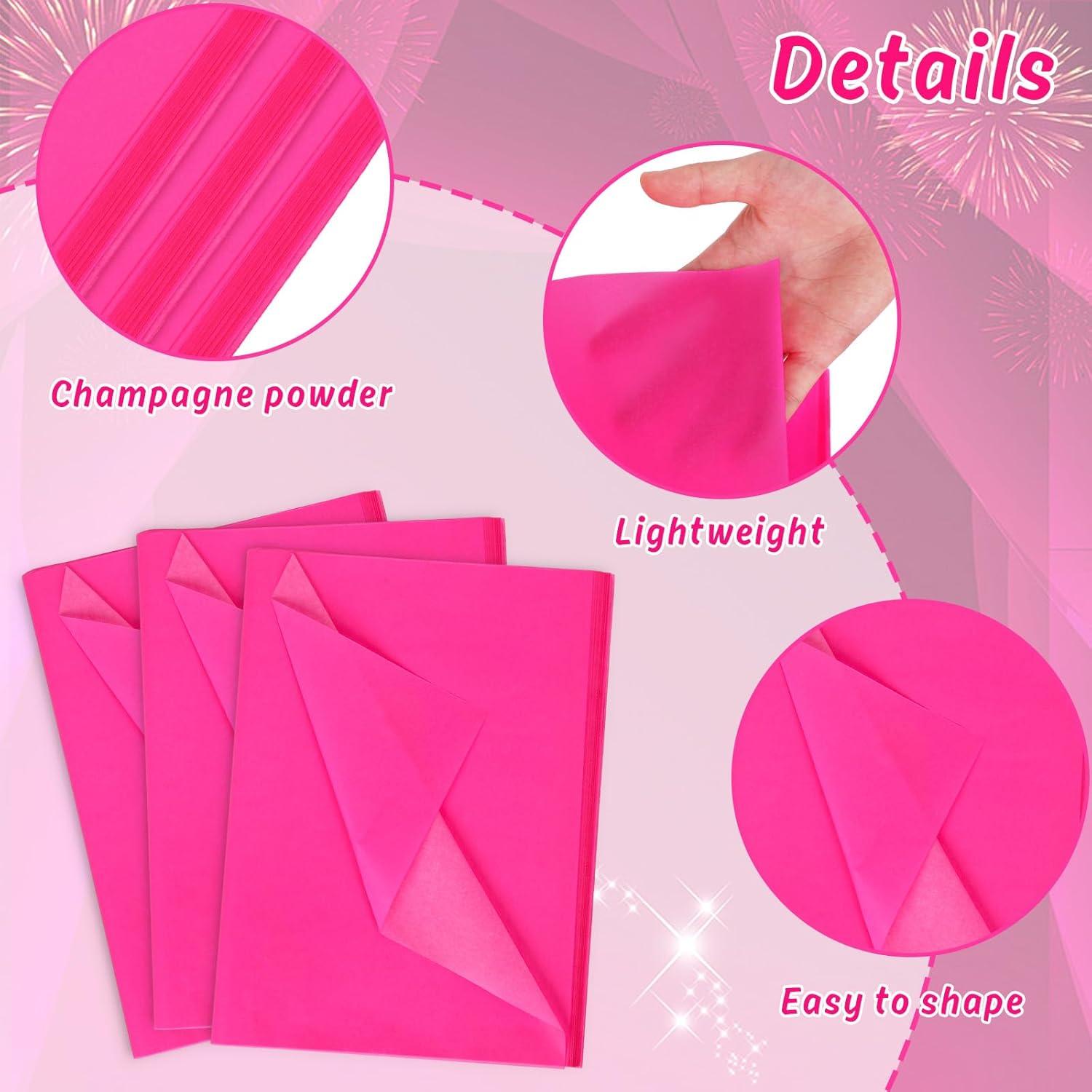 imageWhaline Champagne Pink Tissue Paper Bulk 100 Sheets Metallic Gift Wrapping Paper for Weddings Birthday Party Showers Arts Crafts DIY Christmas Valentines DayHot Pink