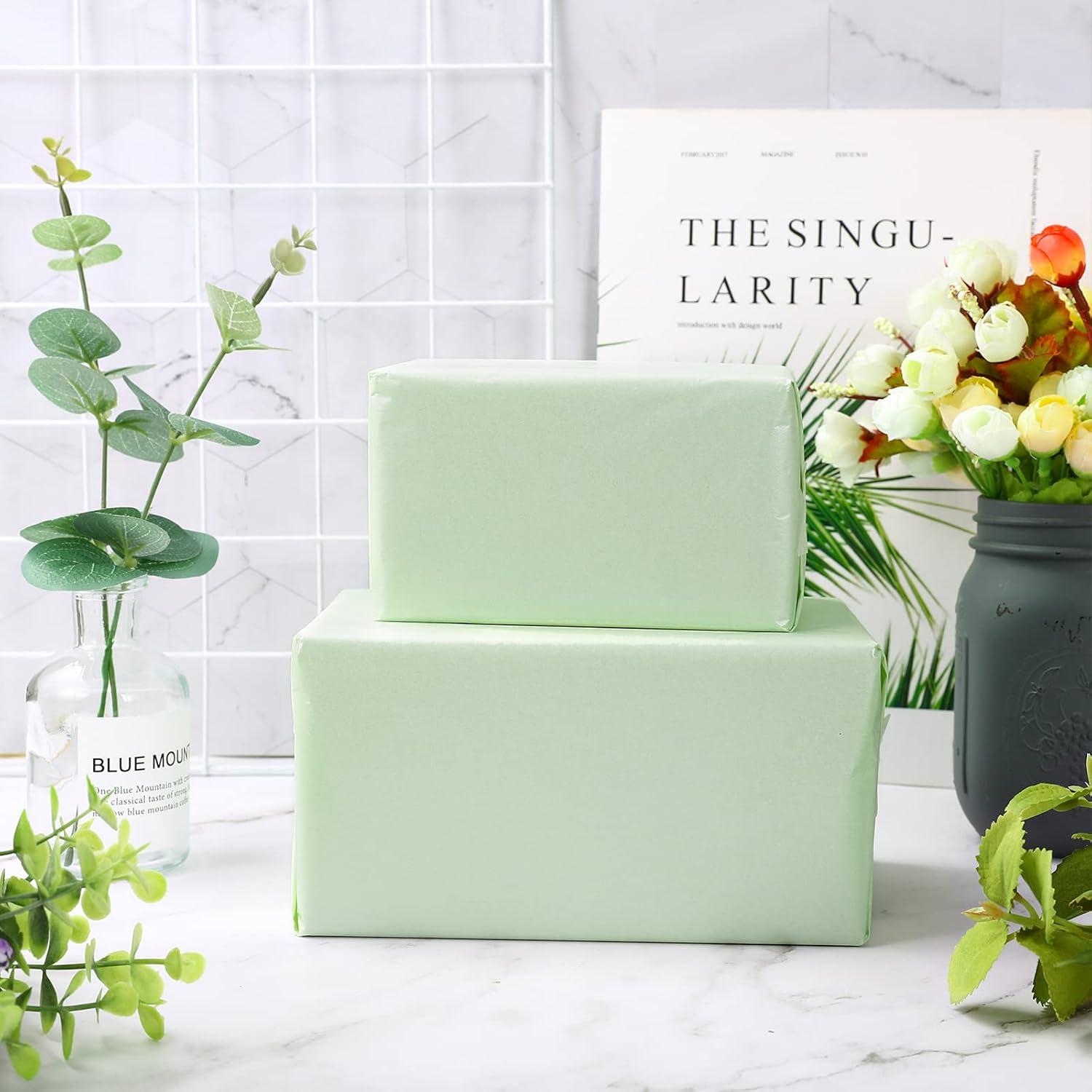 imageWhaline Champagne Pink Tissue Paper Bulk 100 Sheets Metallic Gift Wrapping Paper for Weddings Birthday Party Showers Arts Crafts DIY Christmas Valentines DayGreen