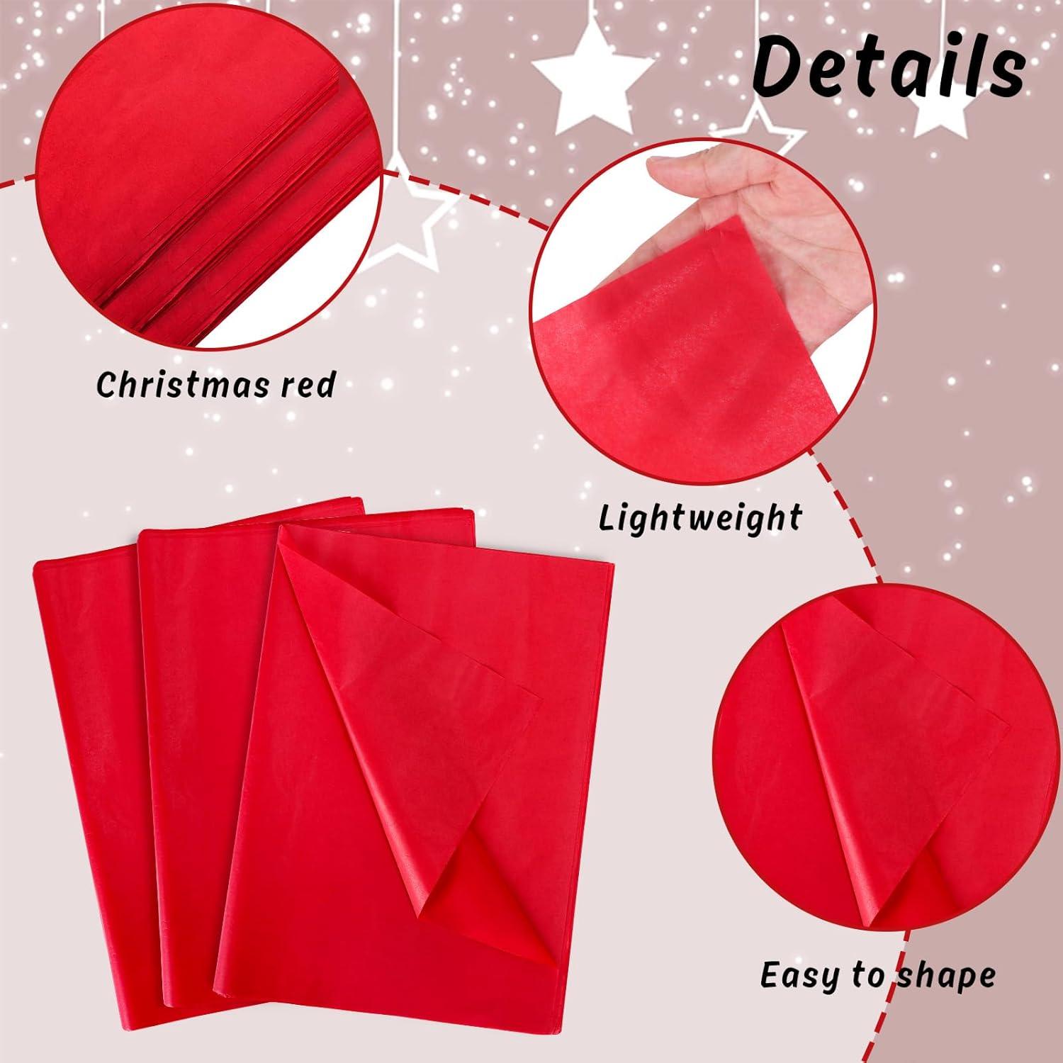 imageWhaline Champagne Pink Tissue Paper Bulk 100 Sheets Metallic Gift Wrapping Paper for Weddings Birthday Party Showers Arts Crafts DIY Christmas Valentines DayChristmas Red