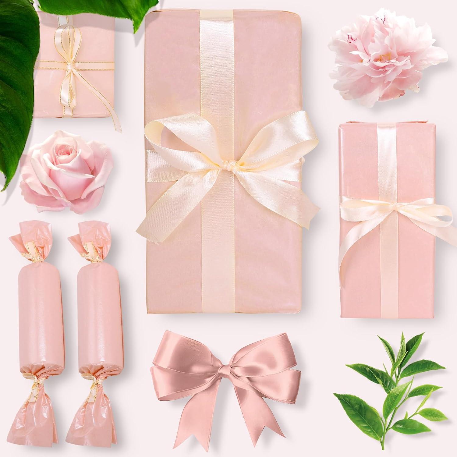 imageWhaline Champagne Pink Tissue Paper Bulk 100 Sheets Metallic Gift Wrapping Paper for Weddings Birthday Party Showers Arts Crafts DIY Christmas Valentines DayChampagne Pink