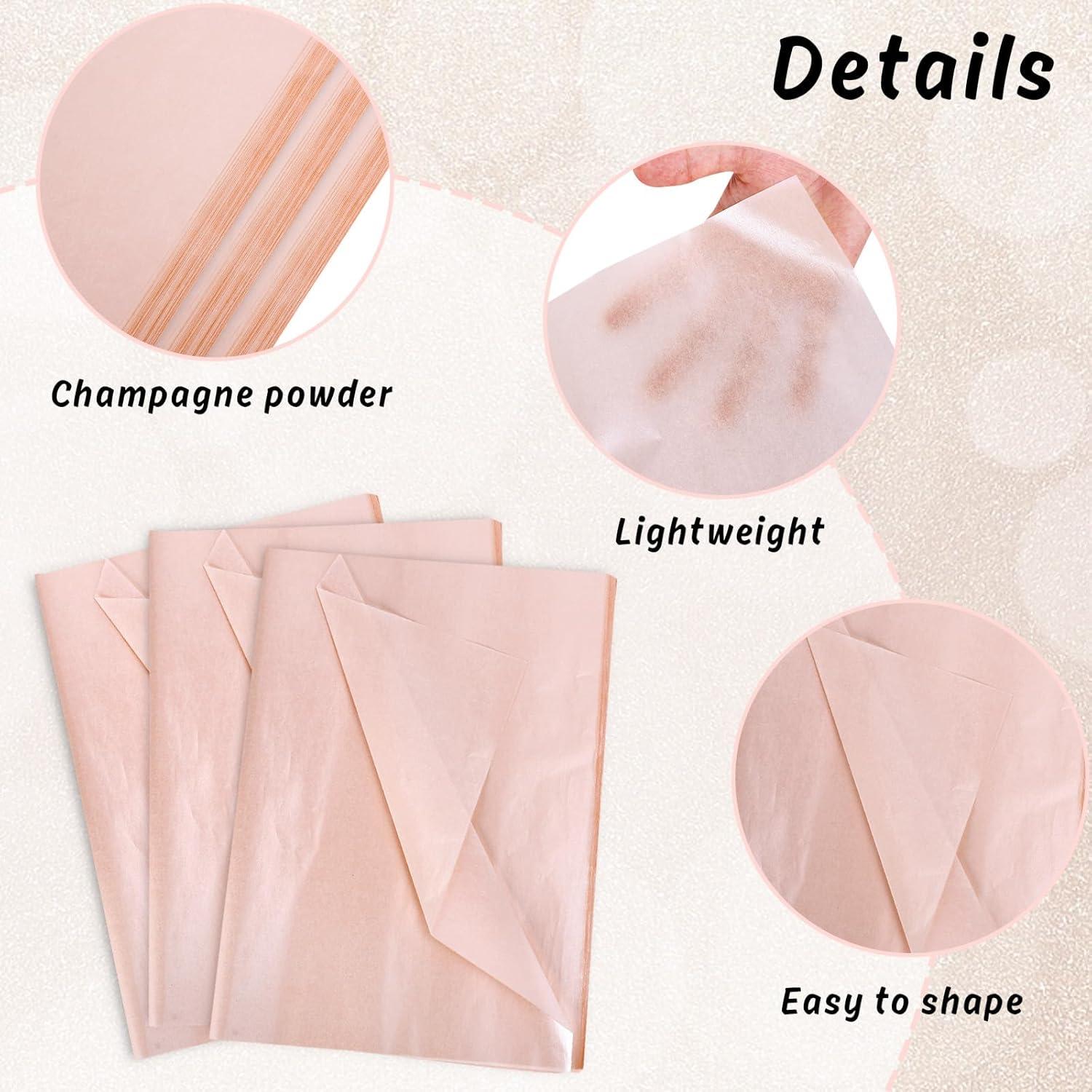 imageWhaline Champagne Pink Tissue Paper Bulk 100 Sheets Metallic Gift Wrapping Paper for Weddings Birthday Party Showers Arts Crafts DIY Christmas Valentines DayChampagne Pink