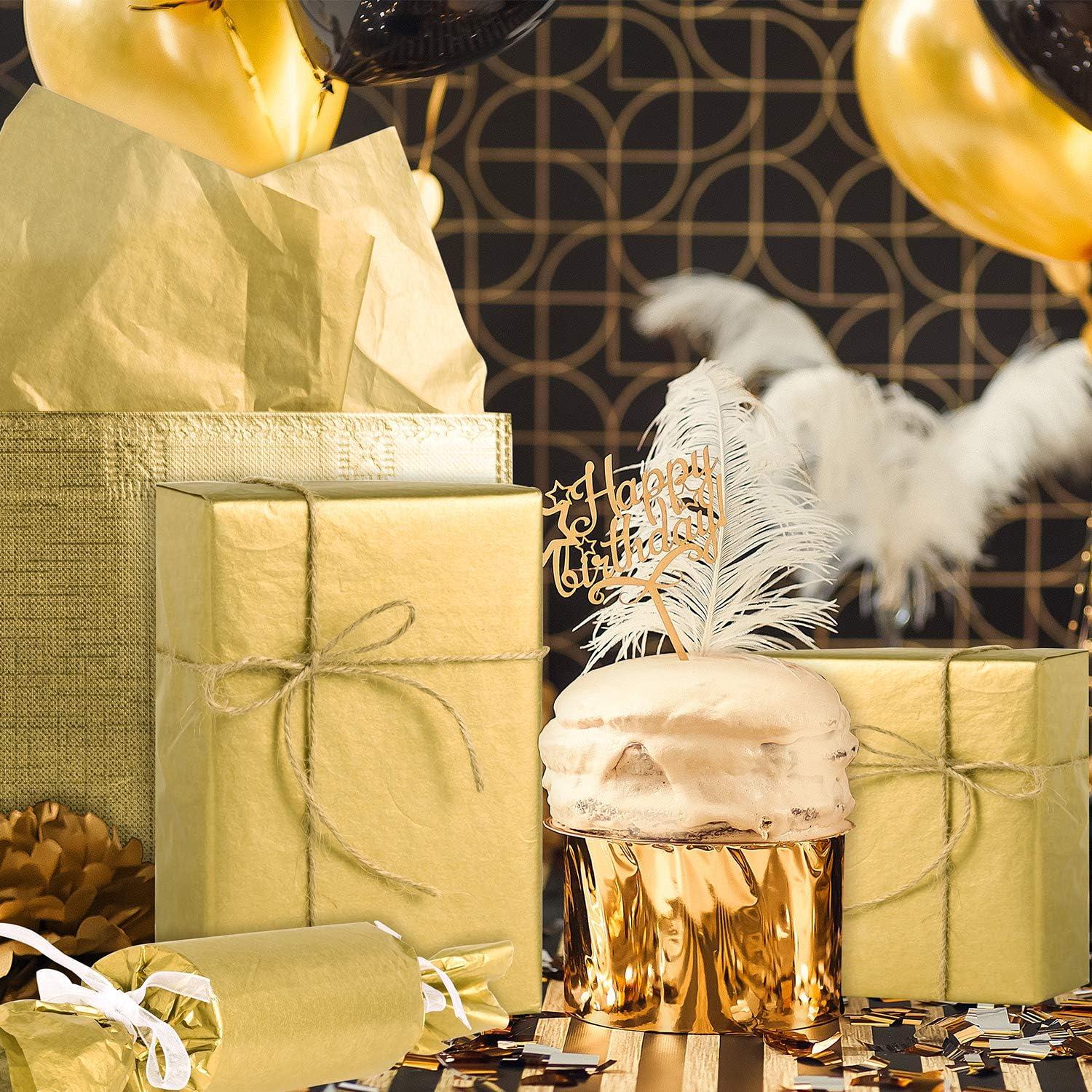 imageWhaline Champagne Pink Tissue Paper Bulk 100 Sheets Metallic Gift Wrapping Paper for Weddings Birthday Party Showers Arts Crafts DIY Christmas Valentines Daygold