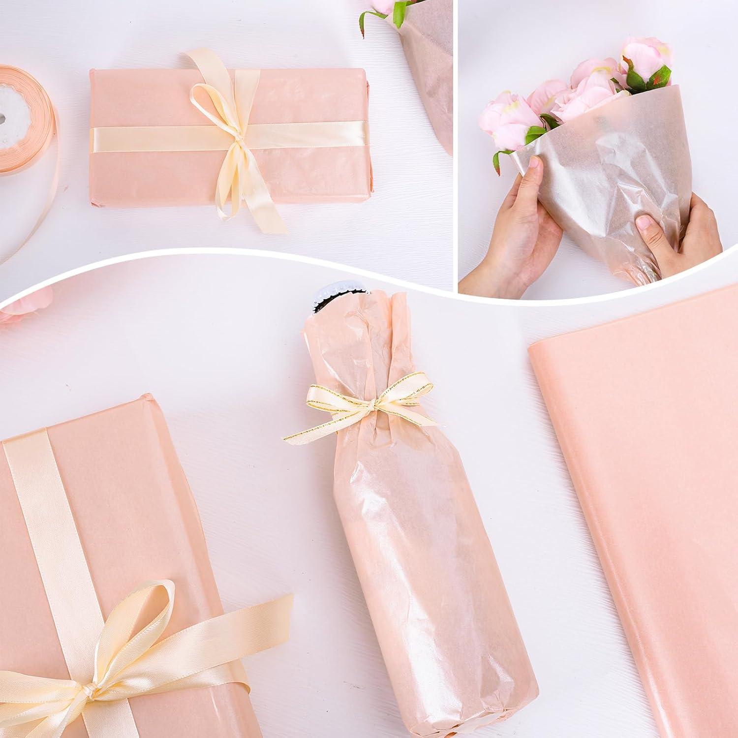 imageWhaline Champagne Pink Tissue Paper Bulk 100 Sheets Metallic Gift Wrapping Paper for Weddings Birthday Party Showers Arts Crafts DIY Christmas Valentines DayChampagne Pink