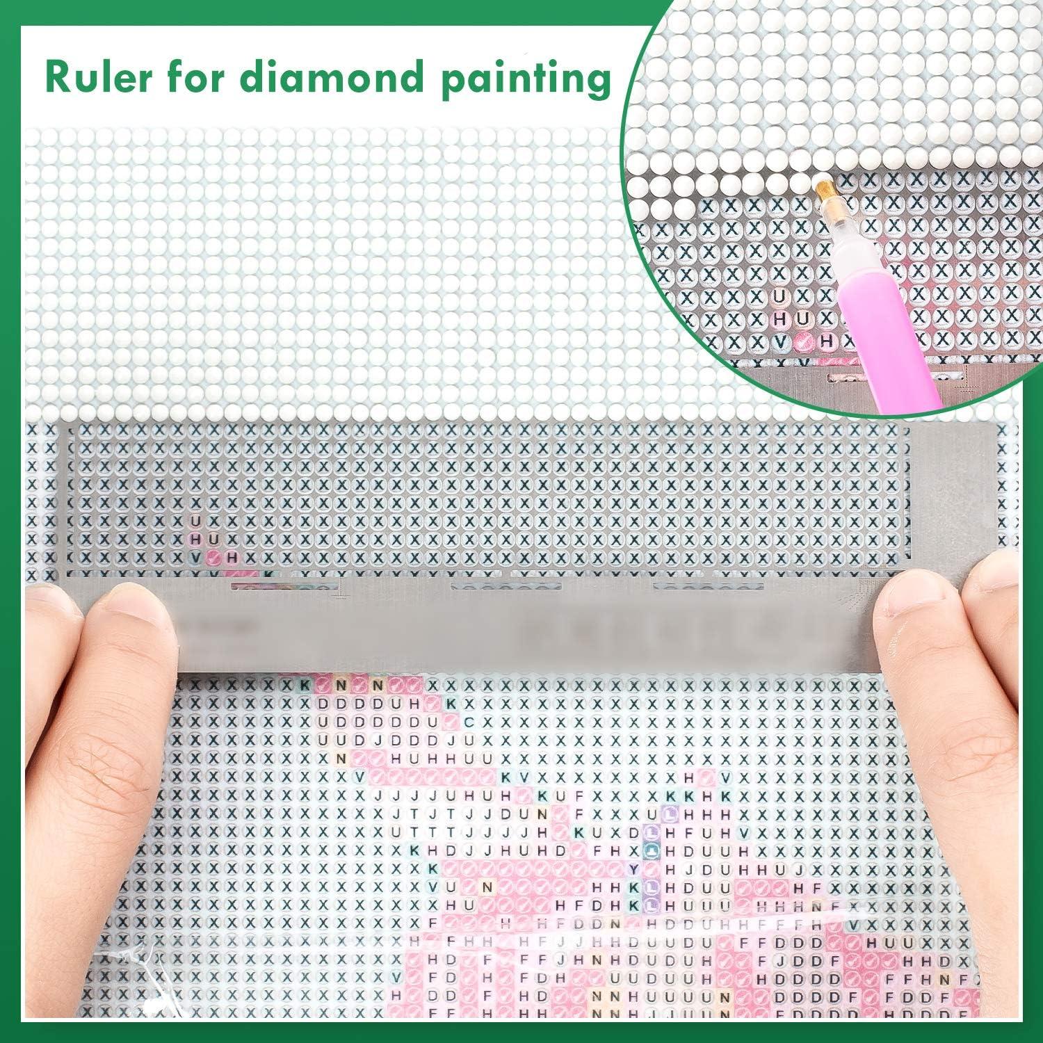 imageWhaline Diamond Drawing Ruler Mesh Grid Diamond Drawing Tool Stainless Steel Ruler with 520 Blank Grids for Round Full Drill ampamp Partial Drill DIY Art Crafts