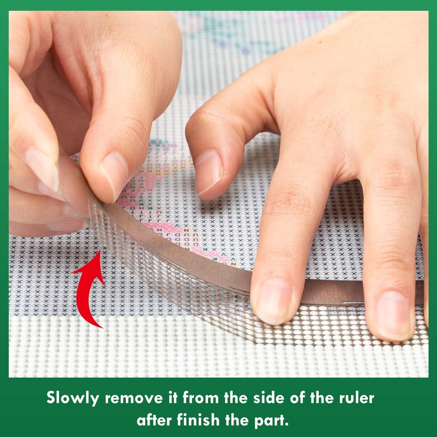 imageWhaline Diamond Drawing Ruler Mesh Grid Diamond Drawing Tool Stainless Steel Ruler with 520 Blank Grids for Round Full Drill ampamp Partial Drill DIY Art Crafts