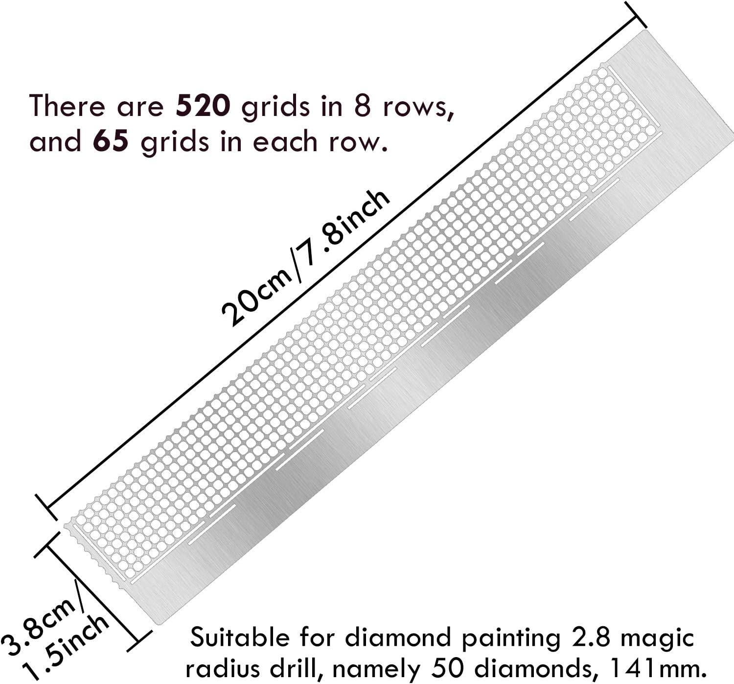imageWhaline Diamond Drawing Ruler Mesh Grid Diamond Drawing Tool Stainless Steel Ruler with 520 Blank Grids for Round Full Drill ampamp Partial Drill DIY Art Crafts