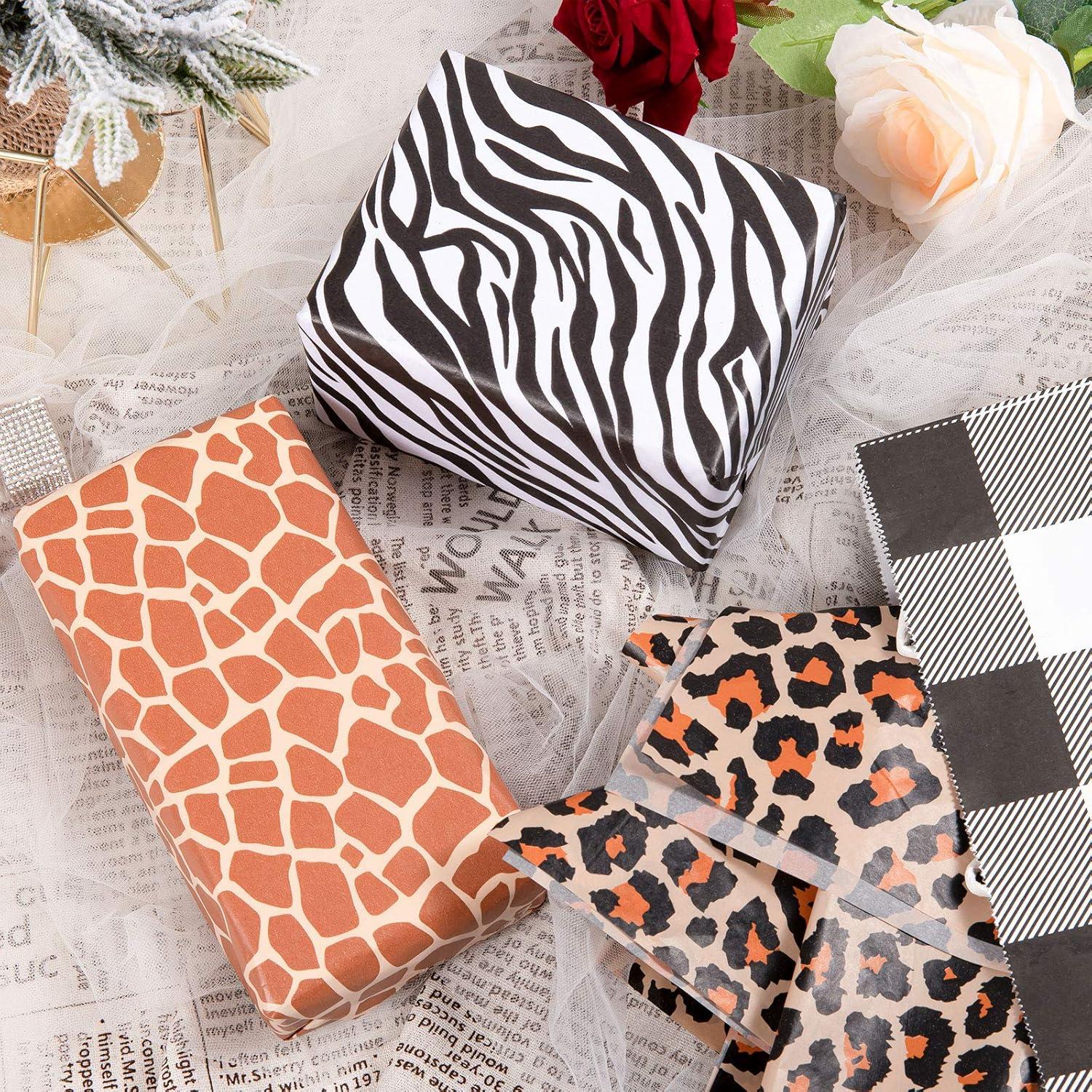 imageWhaline Gift Wrapping Tissue Paper 90 Sheets Animal Skin Prints Leopard Zebra Giraffe 1378x1969 inches for Birthday Baby Shower New Year