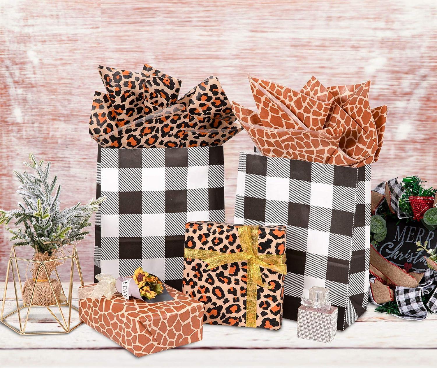 imageWhaline Gift Wrapping Tissue Paper 90 Sheets Animal Skin Prints Leopard Zebra Giraffe 1378x1969 inches for Birthday Baby Shower New Year