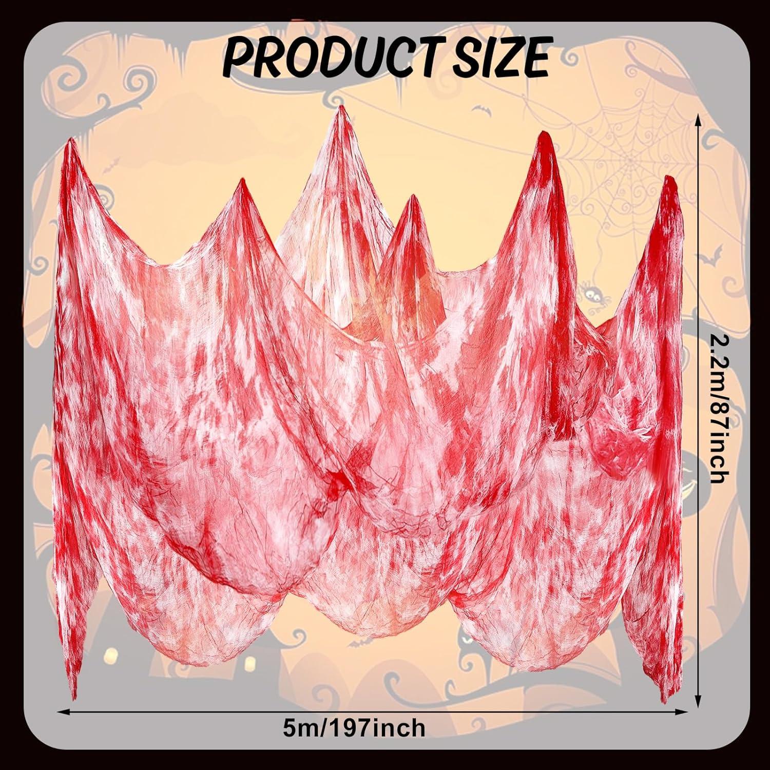 imageWhaline Halloween Black Creepy Cloth 276 x 87 inch Spooky Halloween Decoration Black Spooky Fabric Cloth Windows Doorways Scary Gauze for Haunted Houses Yard Wall Indoor Outdoor Party Decor SuppliesRed