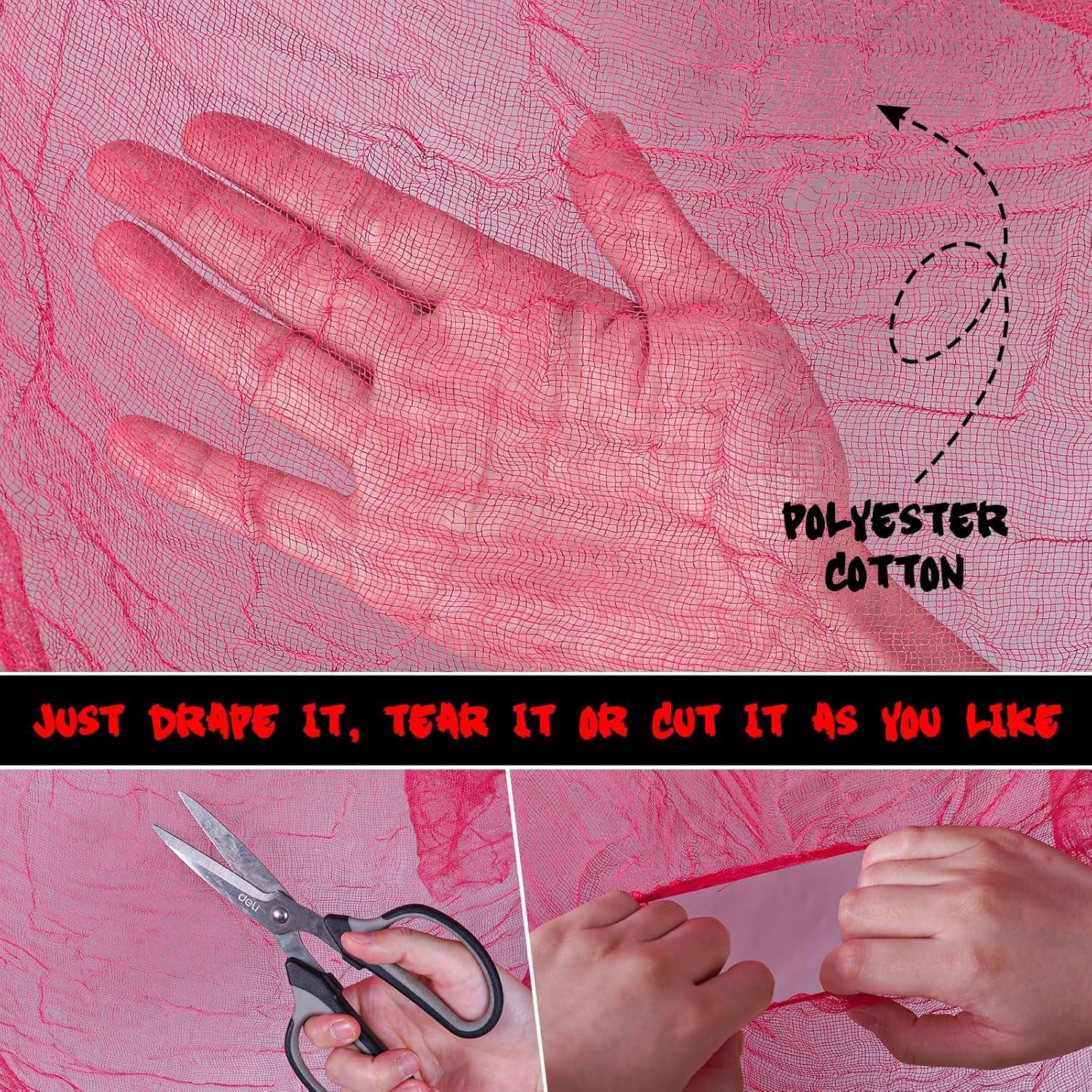 imageWhaline Halloween Black Creepy Cloth 276 x 87 inch Spooky Halloween Decoration Black Spooky Fabric Cloth Windows Doorways Scary Gauze for Haunted Houses Yard Wall Indoor Outdoor Party Decor SuppliesPink