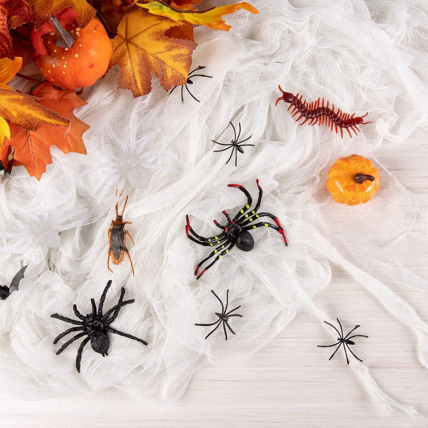 imageWhaline Halloween Black Creepy Cloth 276 x 87 inch Spooky Halloween Decoration Black Spooky Fabric Cloth Windows Doorways Scary Gauze for Haunted Houses Yard Wall Indoor Outdoor Party Decor SuppliesWhite