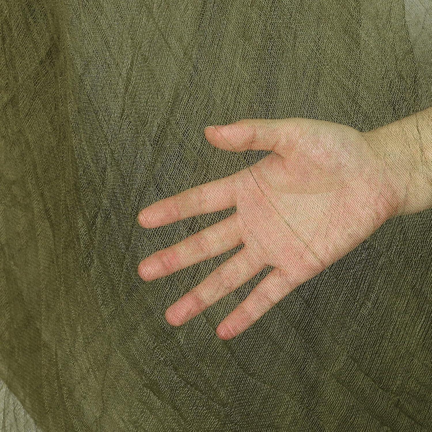 imageWhaline Halloween Black Creepy Cloth 276 x 87 inch Spooky Halloween Decoration Black Spooky Fabric Cloth Windows Doorways Scary Gauze for Haunted Houses Yard Wall Indoor Outdoor Party Decor SuppliesOlive Green