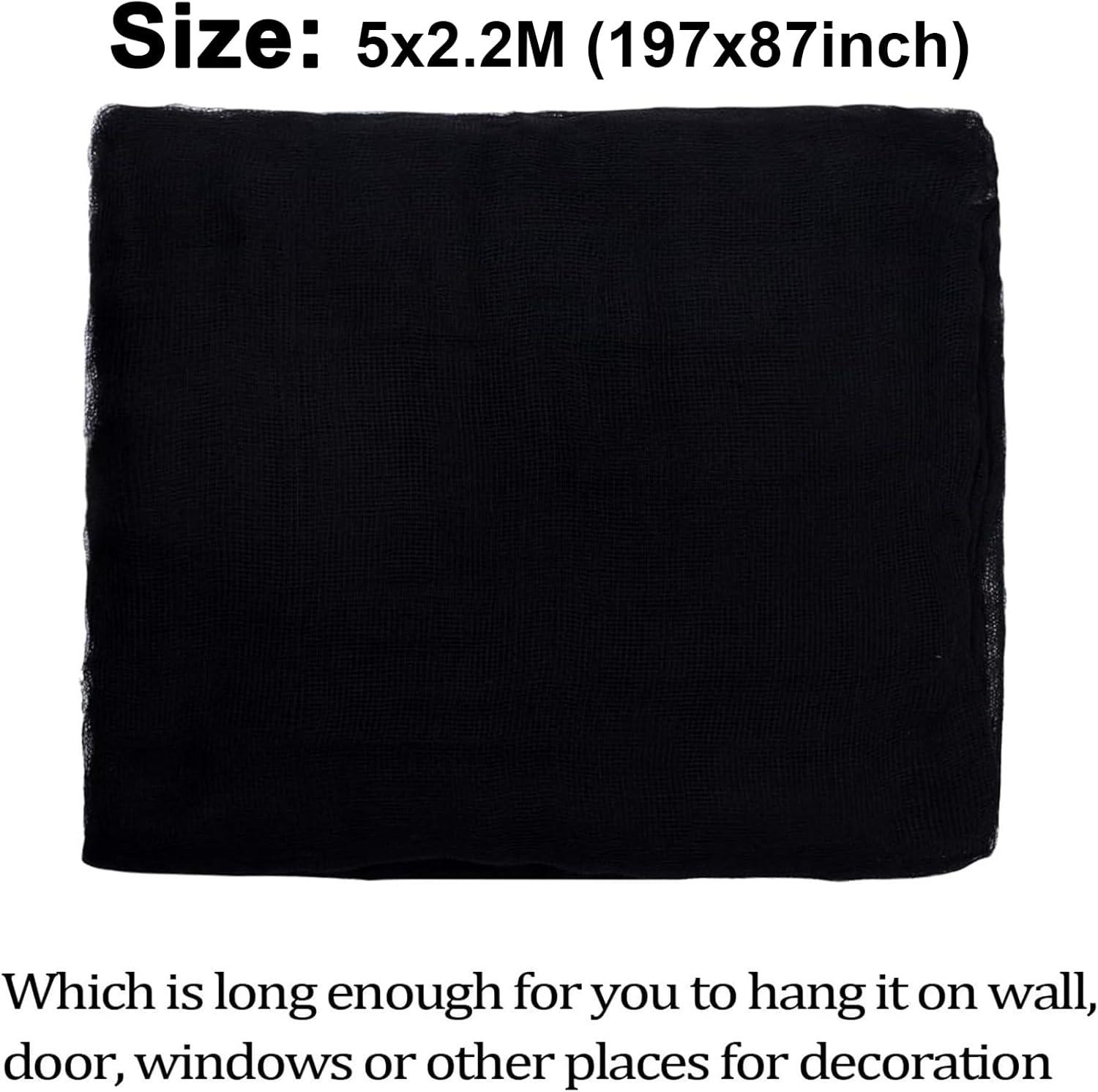 imageWhaline Halloween Black Creepy Cloth 276 x 87 inch Spooky Halloween Decoration Black Spooky Fabric Cloth Windows Doorways Scary Gauze for Haunted Houses Yard Wall Indoor Outdoor Party Decor SuppliesBlack