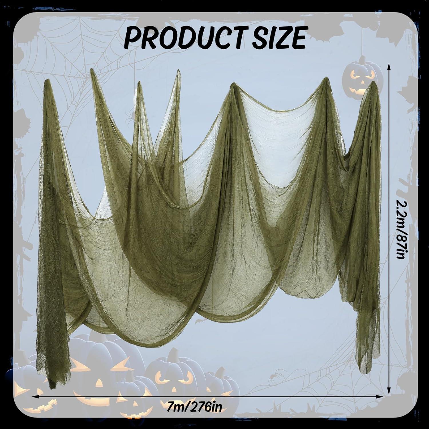 imageWhaline Halloween Black Creepy Cloth 276 x 87 inch Spooky Halloween Decoration Black Spooky Fabric Cloth Windows Doorways Scary Gauze for Haunted Houses Yard Wall Indoor Outdoor Party Decor SuppliesOlive Green