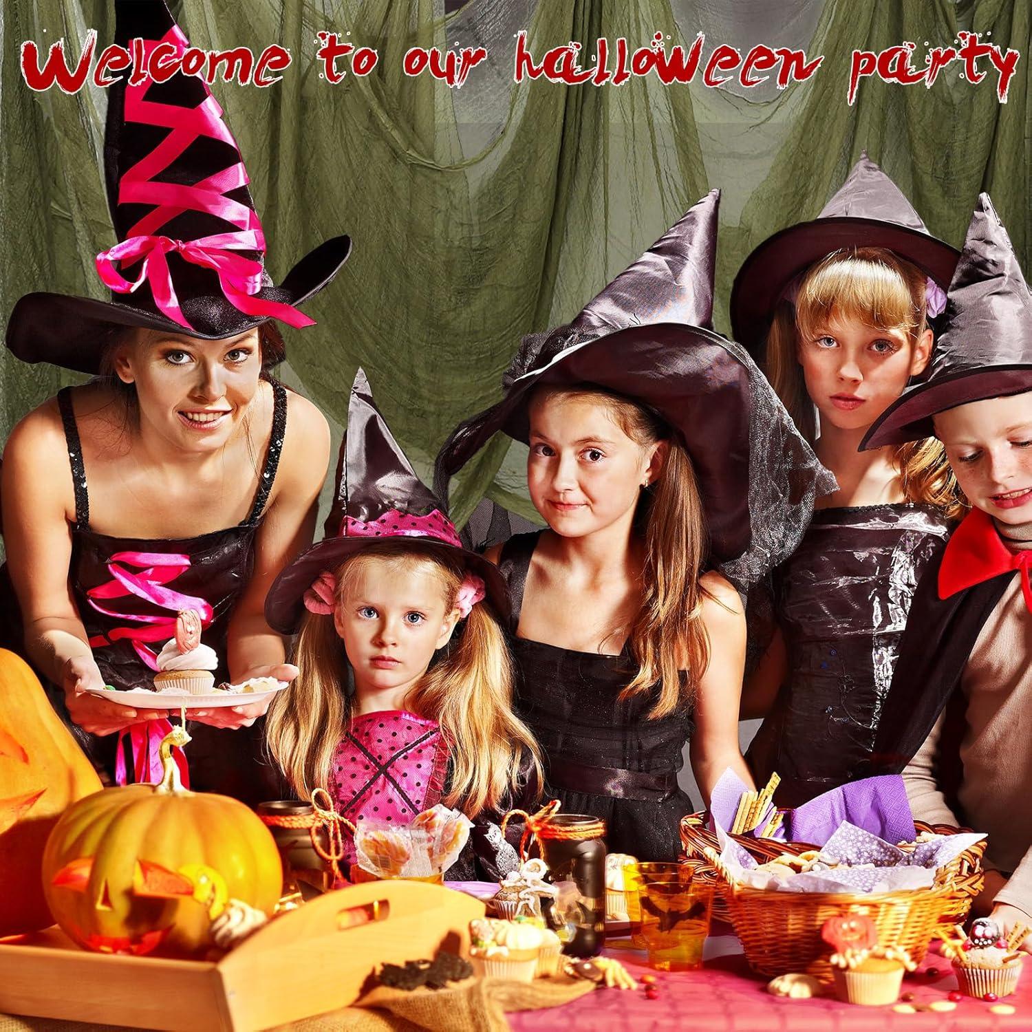 imageWhaline Halloween Black Creepy Cloth 276 x 87 inch Spooky Halloween Decoration Black Spooky Fabric Cloth Windows Doorways Scary Gauze for Haunted Houses Yard Wall Indoor Outdoor Party Decor SuppliesOlive Green