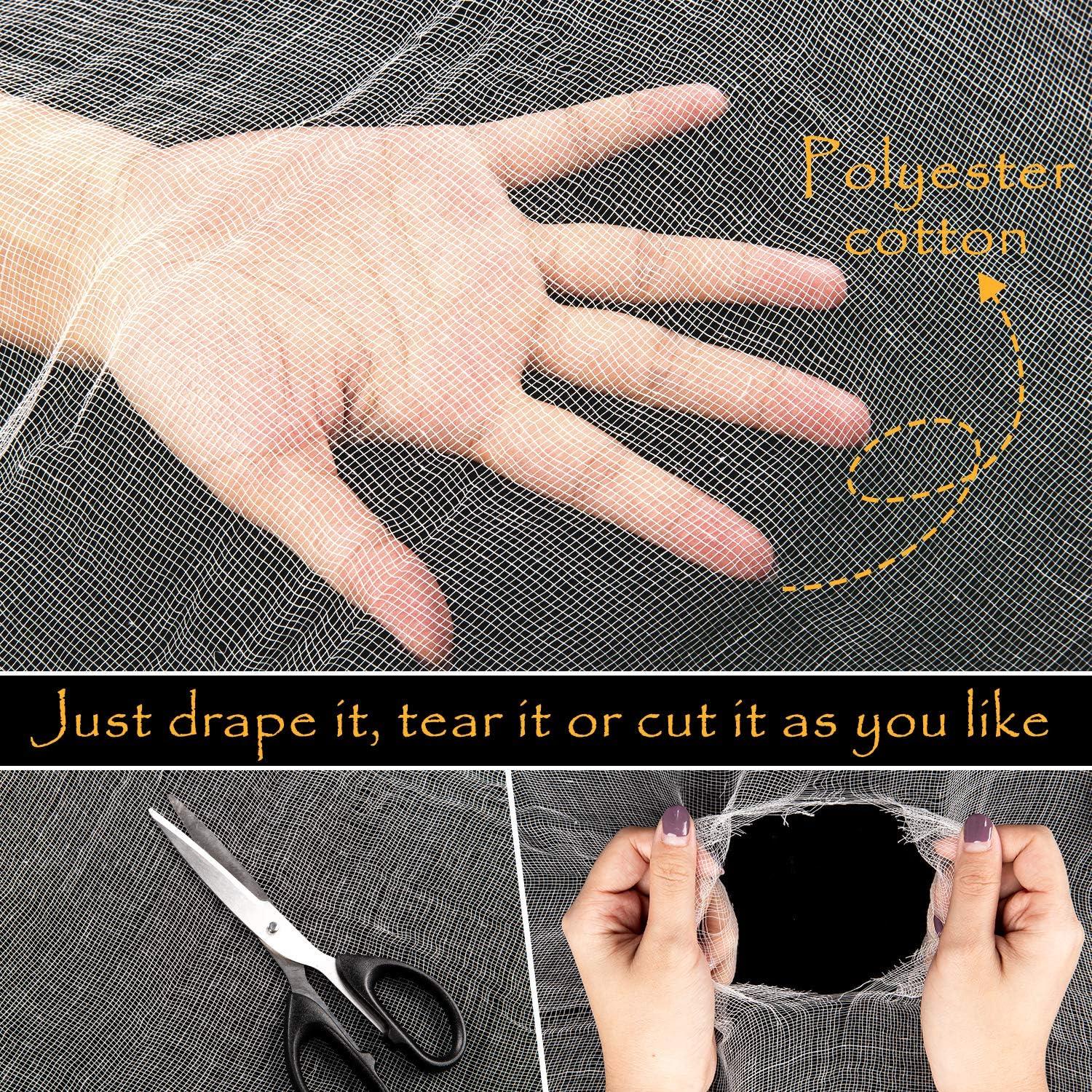 imageWhaline Halloween Black Creepy Cloth 276 x 87 inch Spooky Halloween Decoration Black Spooky Fabric Cloth Windows Doorways Scary Gauze for Haunted Houses Yard Wall Indoor Outdoor Party Decor SuppliesWhite