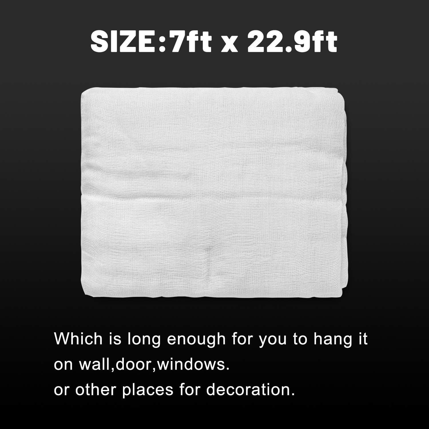 imageWhaline Halloween Black Creepy Cloth 276 x 87 inch Spooky Halloween Decoration Black Spooky Fabric Cloth Windows Doorways Scary Gauze for Haunted Houses Yard Wall Indoor Outdoor Party Decor SuppliesWhite