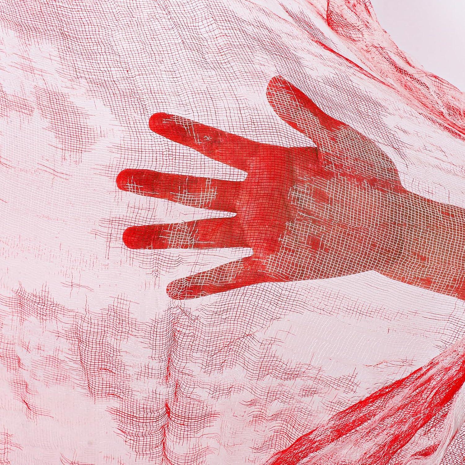 imageWhaline Halloween Black Creepy Cloth 276 x 87 inch Spooky Halloween Decoration Black Spooky Fabric Cloth Windows Doorways Scary Gauze for Haunted Houses Yard Wall Indoor Outdoor Party Decor SuppliesRed