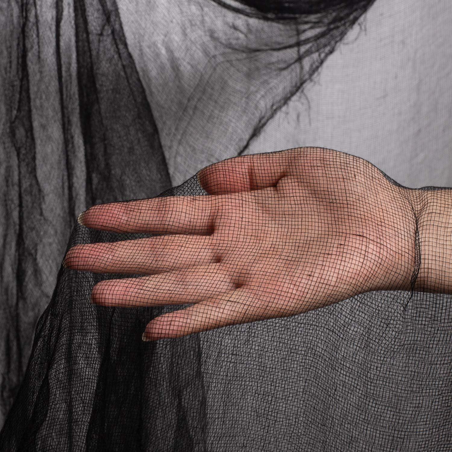 imageWhaline Halloween Black Creepy Cloth 276 x 87 inch Spooky Halloween Decoration Black Spooky Fabric Cloth Windows Doorways Scary Gauze for Haunted Houses Yard Wall Indoor Outdoor Party Decor SuppliesBlack