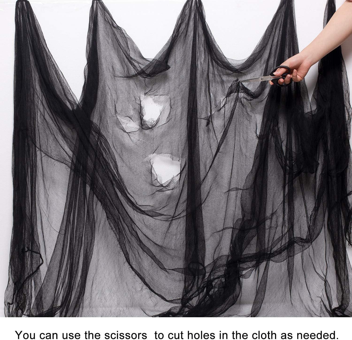 imageWhaline Halloween Black Creepy Cloth 276 x 87 inch Spooky Halloween Decoration Black Spooky Fabric Cloth Windows Doorways Scary Gauze for Haunted Houses Yard Wall Indoor Outdoor Party Decor SuppliesBlack