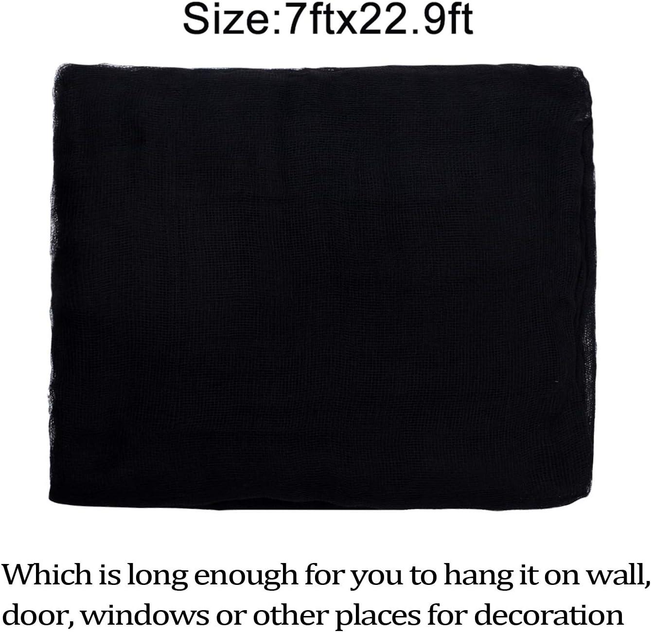 imageWhaline Halloween Black Creepy Cloth 276 x 87 inch Spooky Halloween Decoration Black Spooky Fabric Cloth Windows Doorways Scary Gauze for Haunted Houses Yard Wall Indoor Outdoor Party Decor SuppliesBlack