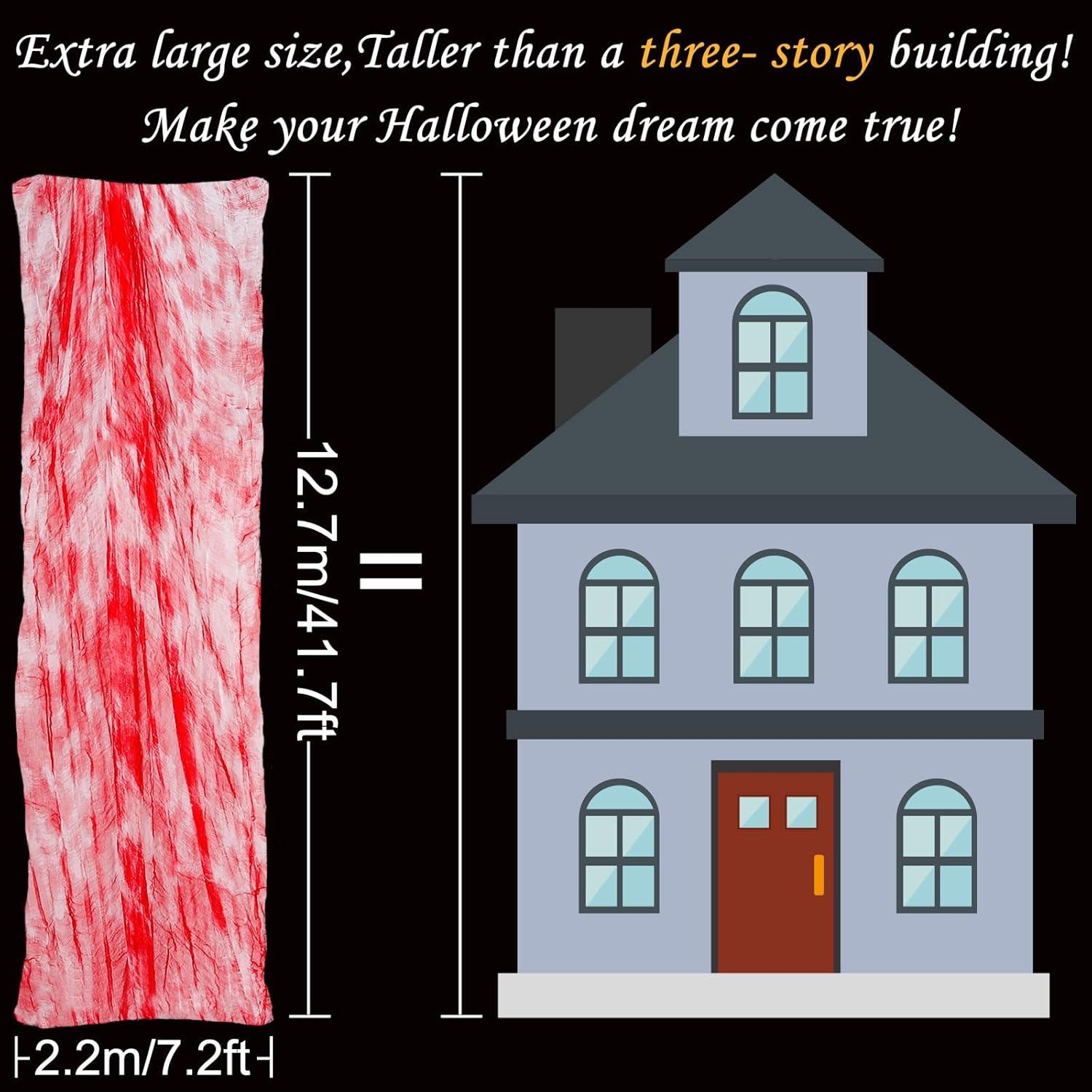 imageWhaline Halloween Black Creepy Cloth 276 x 87 inch Spooky Halloween Decoration Black Spooky Fabric Cloth Windows Doorways Scary Gauze for Haunted Houses Yard Wall Indoor Outdoor Party Decor SuppliesRed