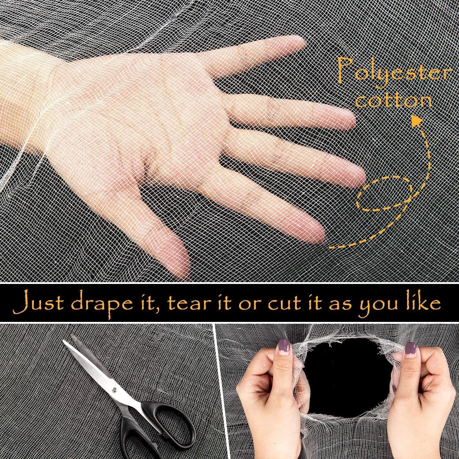 imageWhaline Halloween Black Creepy Cloth 276 x 87 inch Spooky Halloween Decoration Black Spooky Fabric Cloth Windows Doorways Scary Gauze for Haunted Houses Yard Wall Indoor Outdoor Party Decor SuppliesWhite