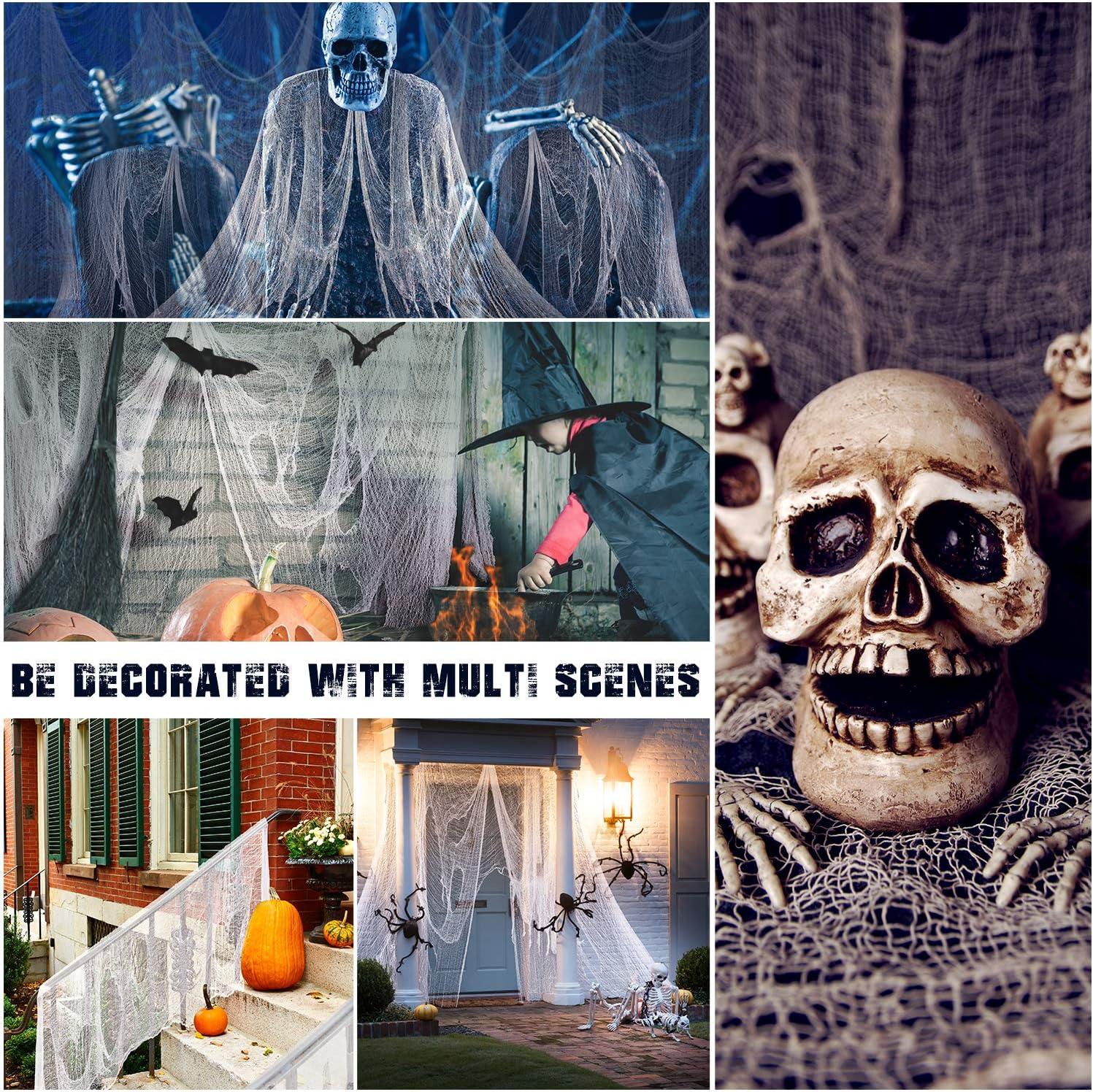 imageWhaline Halloween Creepy Cloth 328 x 25ft Decor Drape for Doorways Entryways Windows Cover Gauze for Haunted House Party WhiteWhite