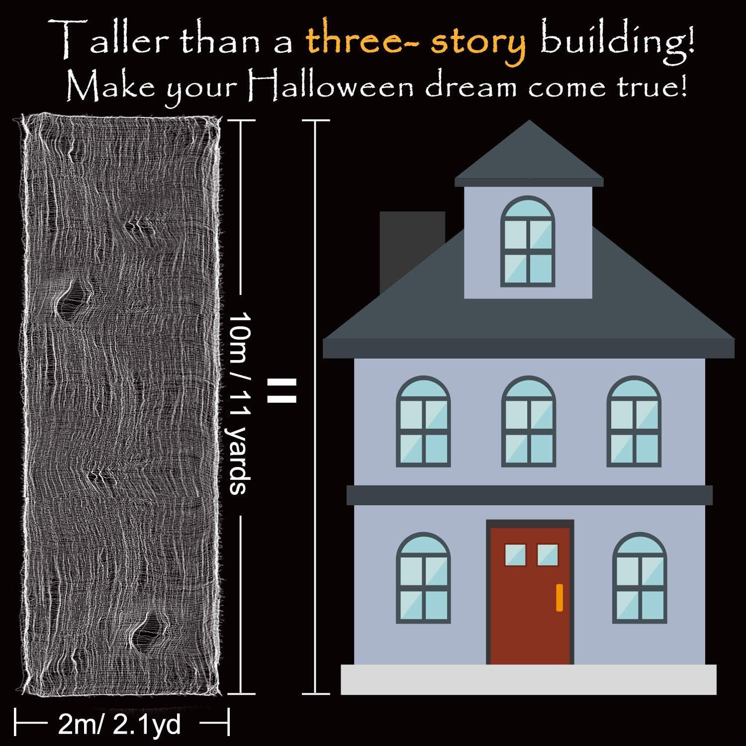 imageWhaline Halloween Creepy Cloth 328 x 25ft Decor Drape for Doorways Entryways Windows Cover Gauze for Haunted House Party WhiteWhite