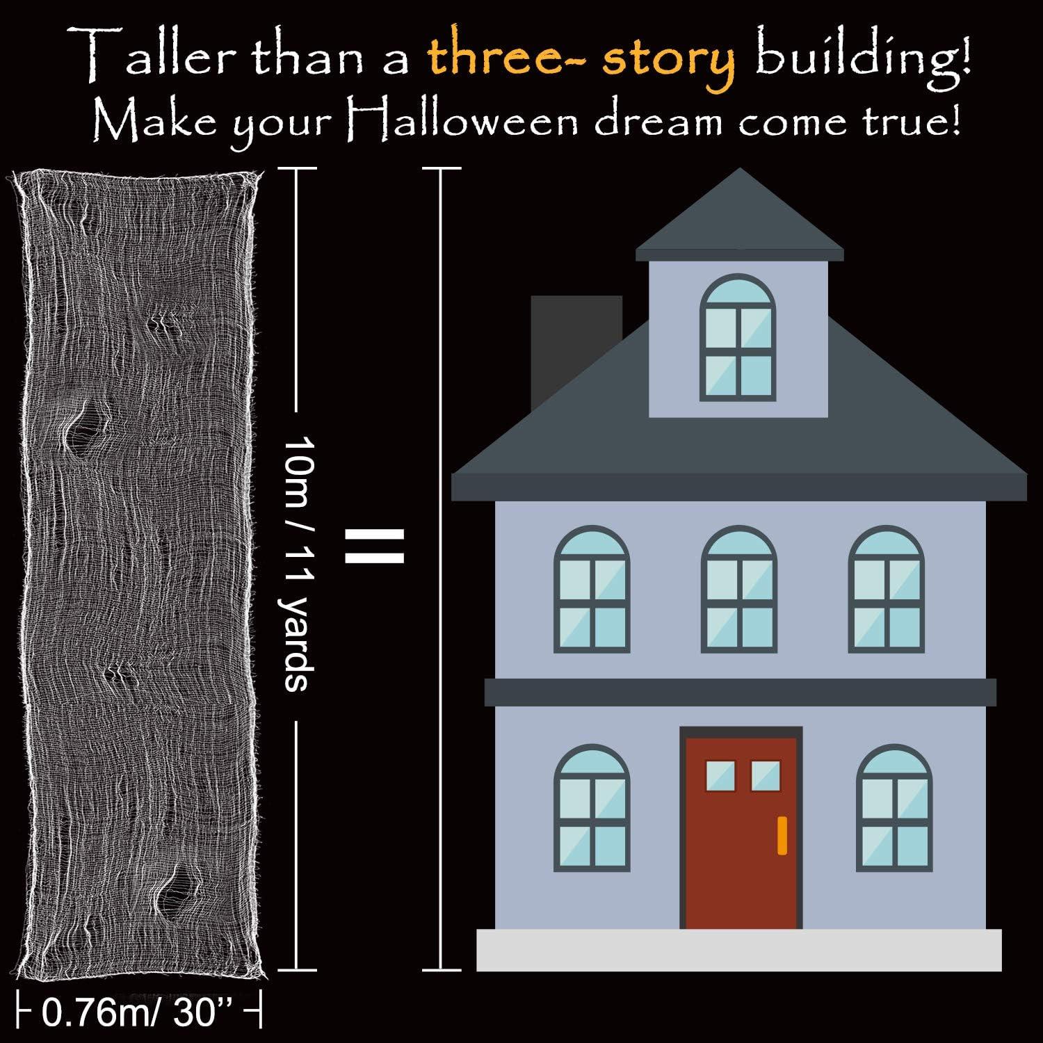 imageWhaline Halloween Creepy Cloth 328 x 25ft Decor Drape for Doorways Entryways Windows Cover Gauze for Haunted House Party WhiteWhite